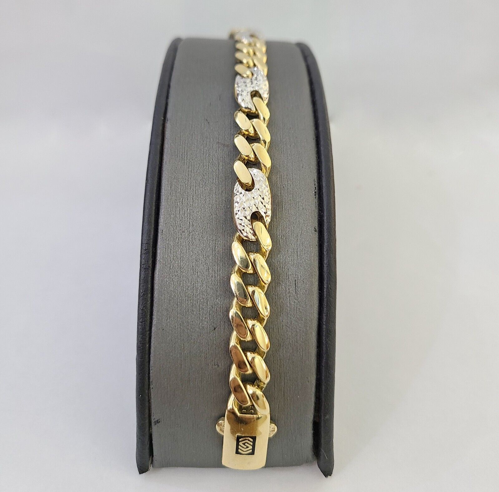 10k Yellow Gold Miami Cuban Link Bracelet 8.5 Inch Anchor Mariner 12mm Gold - GoldenlinQ