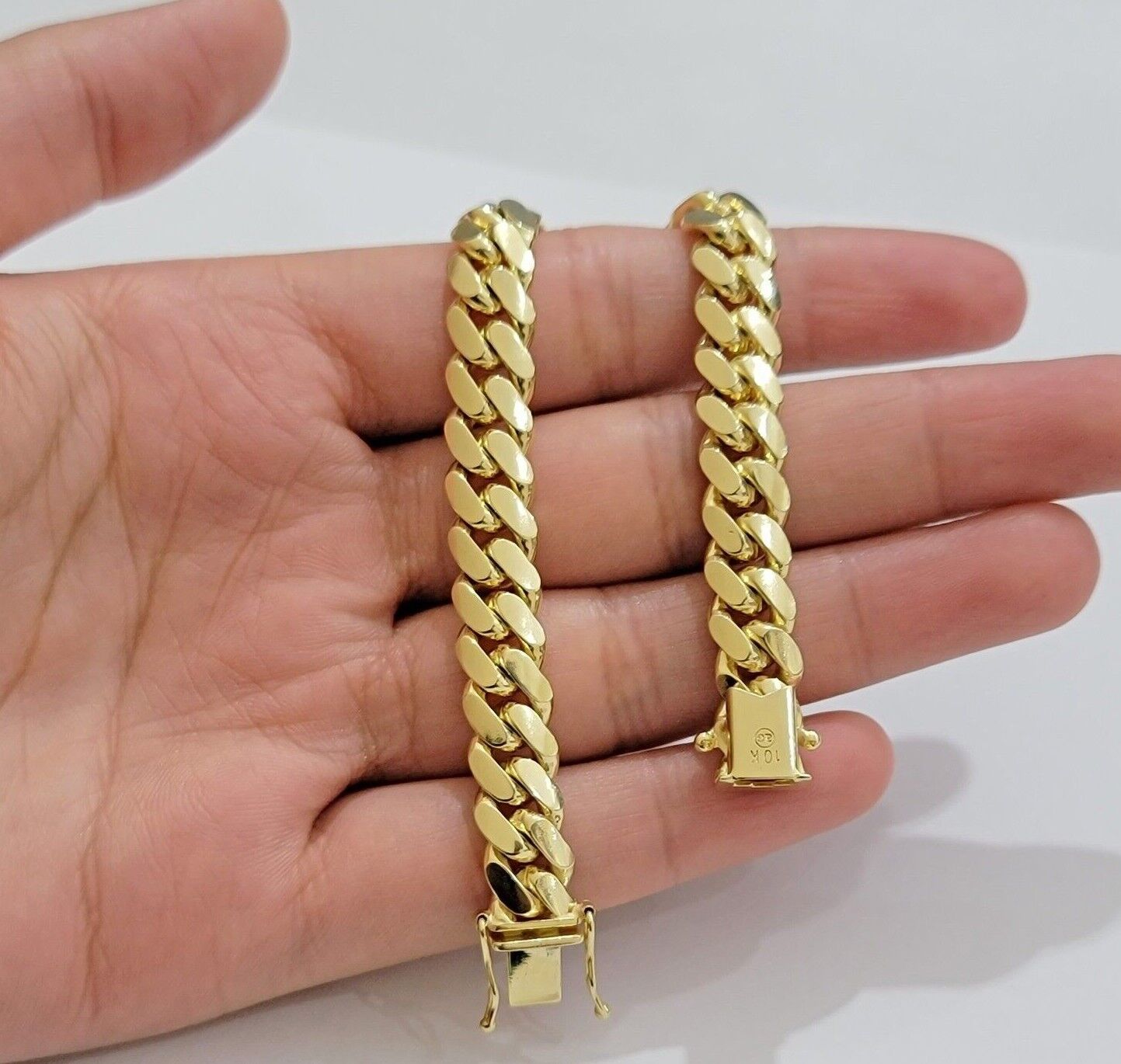 10k Yellow Gold Miami Cuban Link Bracelet 8.5mm 9" Inch Box Clasp, REAL SOLID - GoldenlinQ