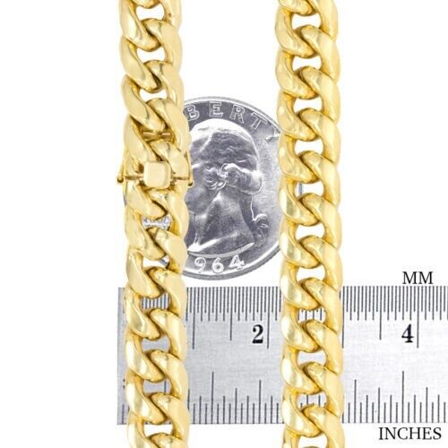 10k Yellow Gold Miami Cuban Link Bracelet 9" inch 9mm Real 10kt Box Lock - GoldenlinQ