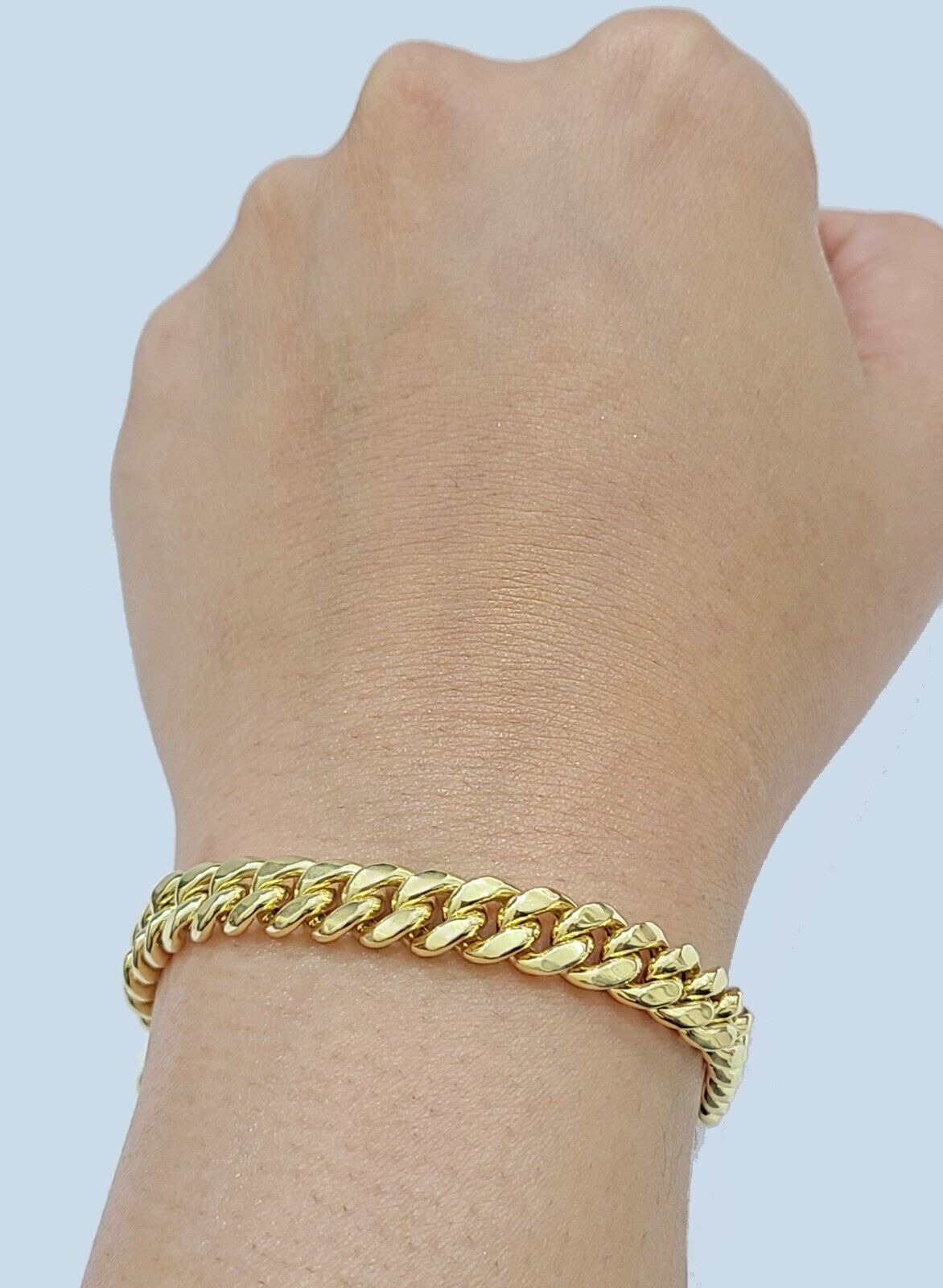 10k Yellow Gold Miami Cuban Link Bracelet 9.5" inch 8mm Real 10kt Box Lock Men - GoldenlinQ