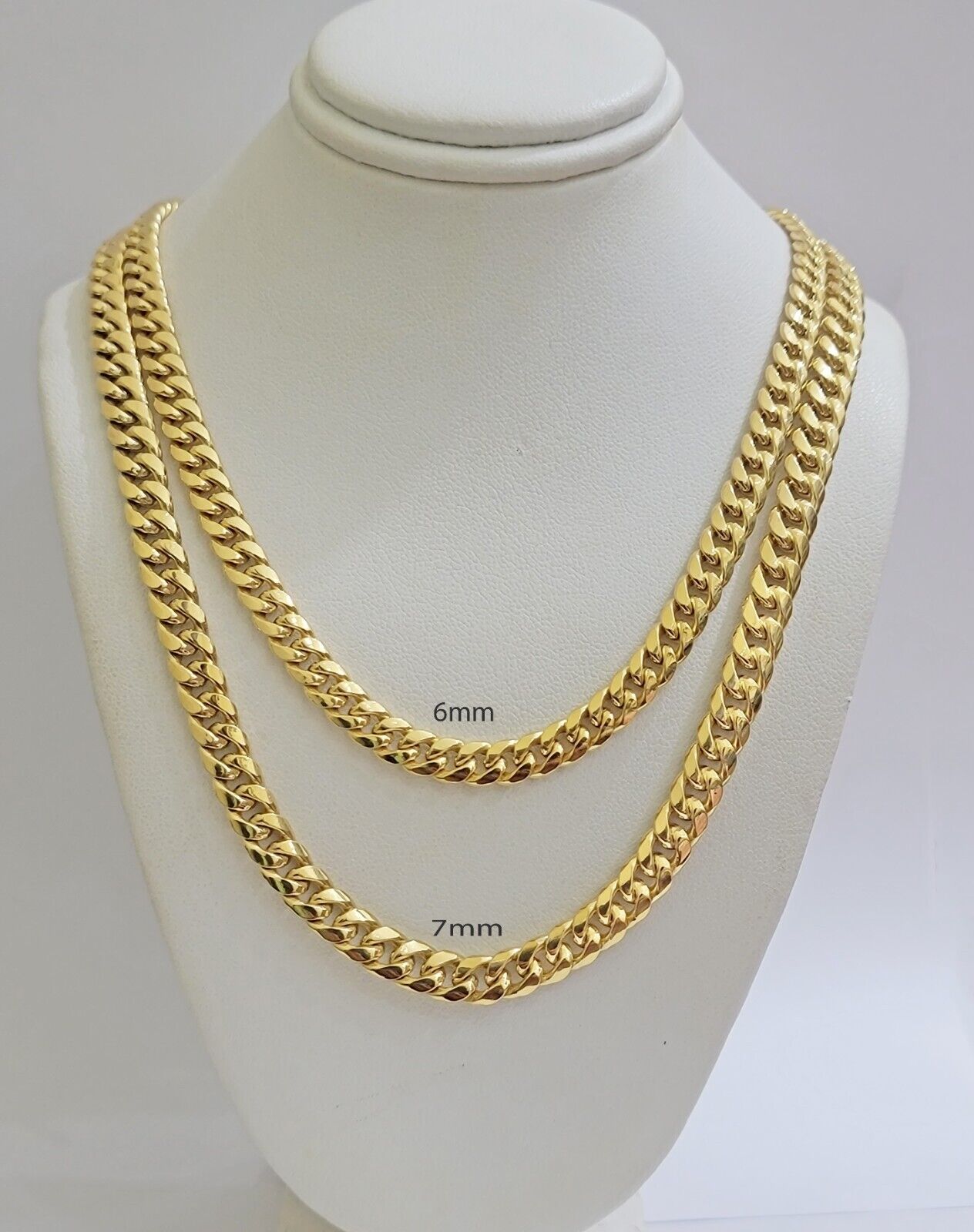 10k Yellow Gold Miami Cuban Link Chain Box Necklace 6mm 7mm 20 - 24 Inch Real SALE - GoldenlinQ
