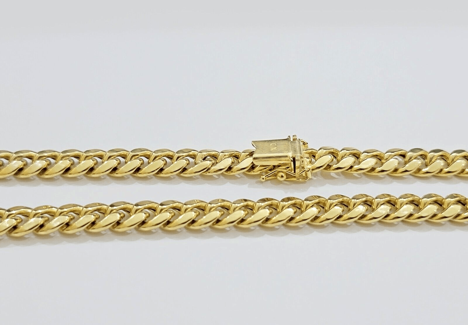 10k Yellow Gold Miami Cuban Link Chain Necklace 8mm 24'' Real 10kt SALE Box Lock - GoldenlinQ