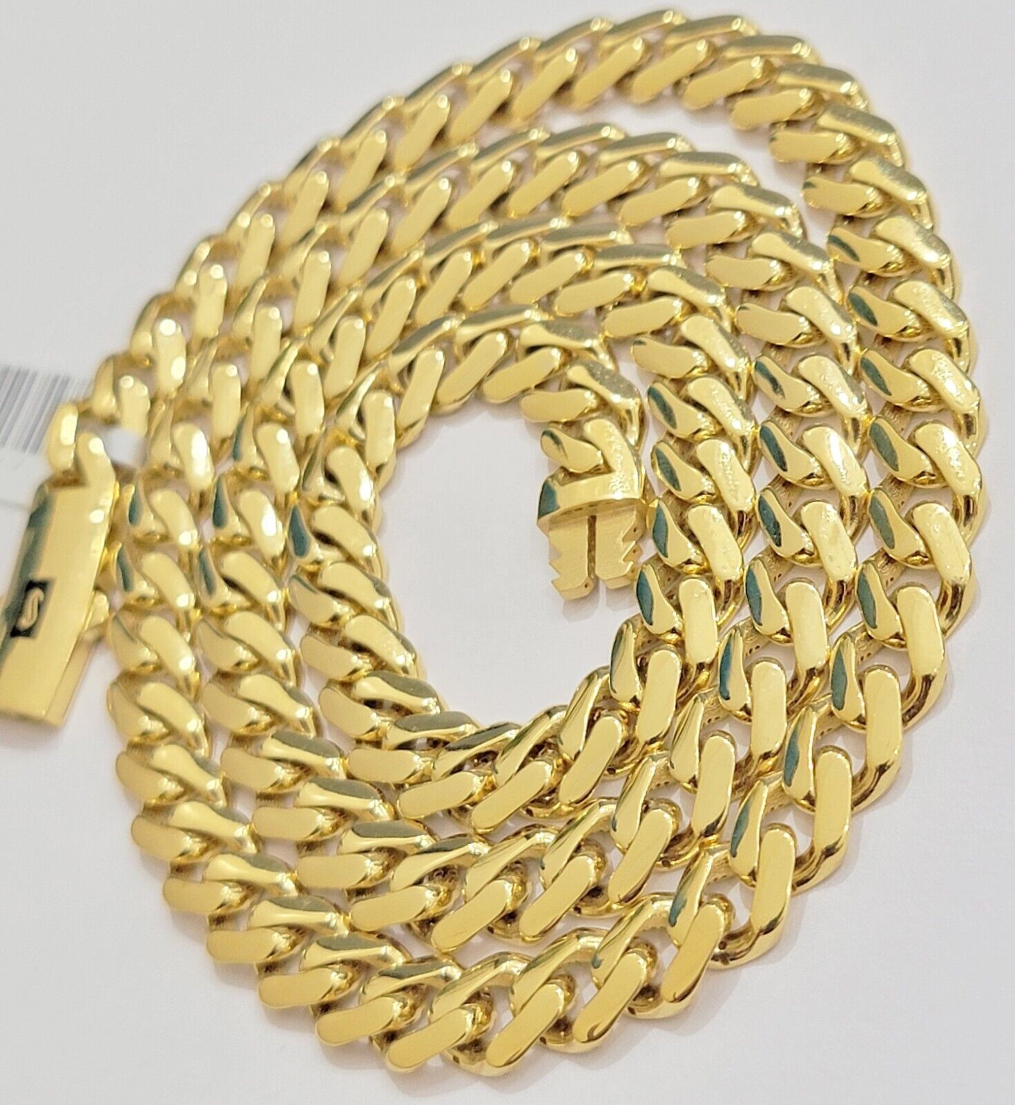 10k Yellow Gold Miami Cuban Royal Monaco Curb Link Chain 7.5mm Necklace 22" REAL - GoldenlinQ