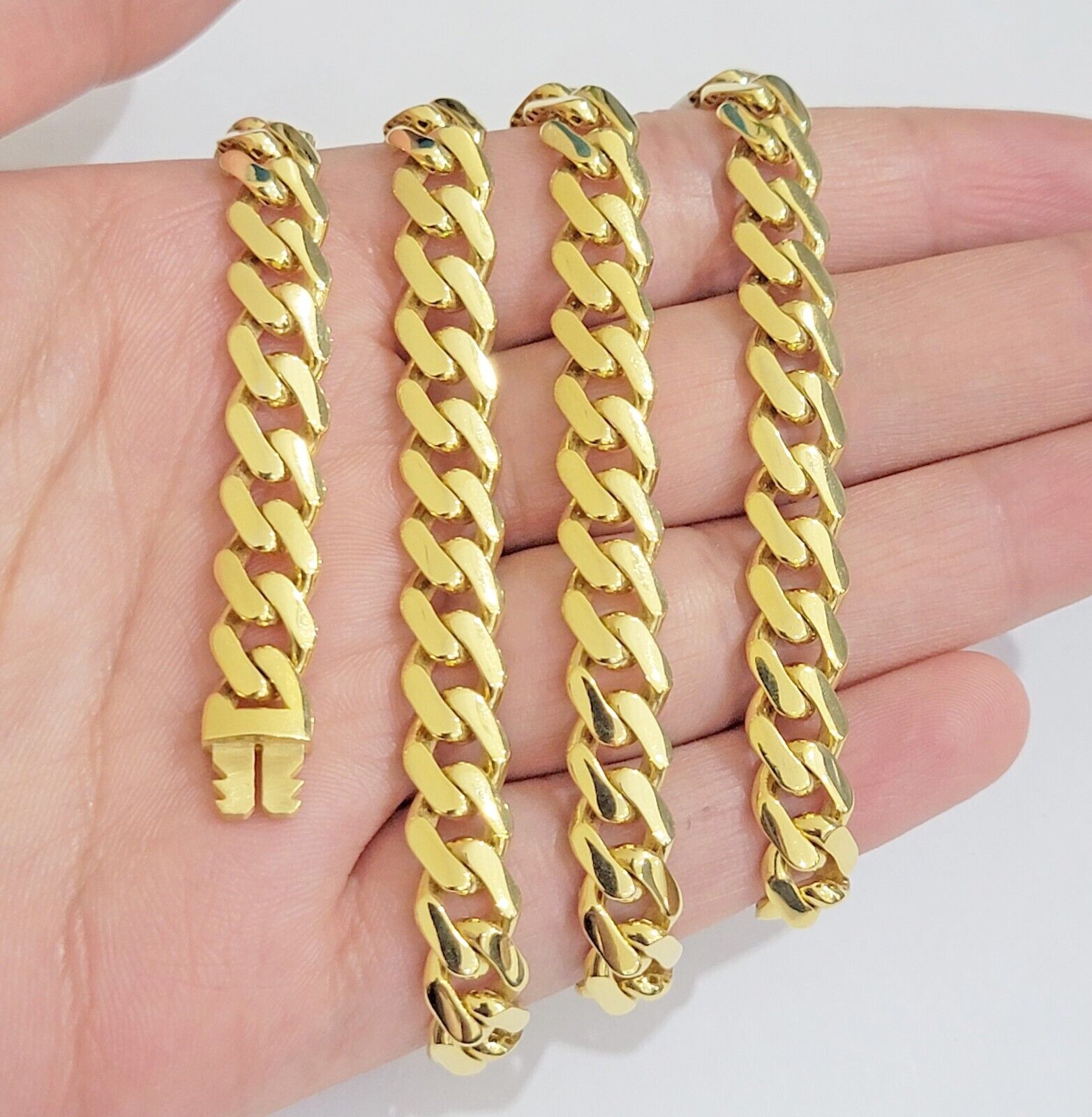 10k Yellow Gold Miami Cuban Royal Monaco Curb Link Chain 7.5mm Necklace 24" REAL - GoldenlinQ