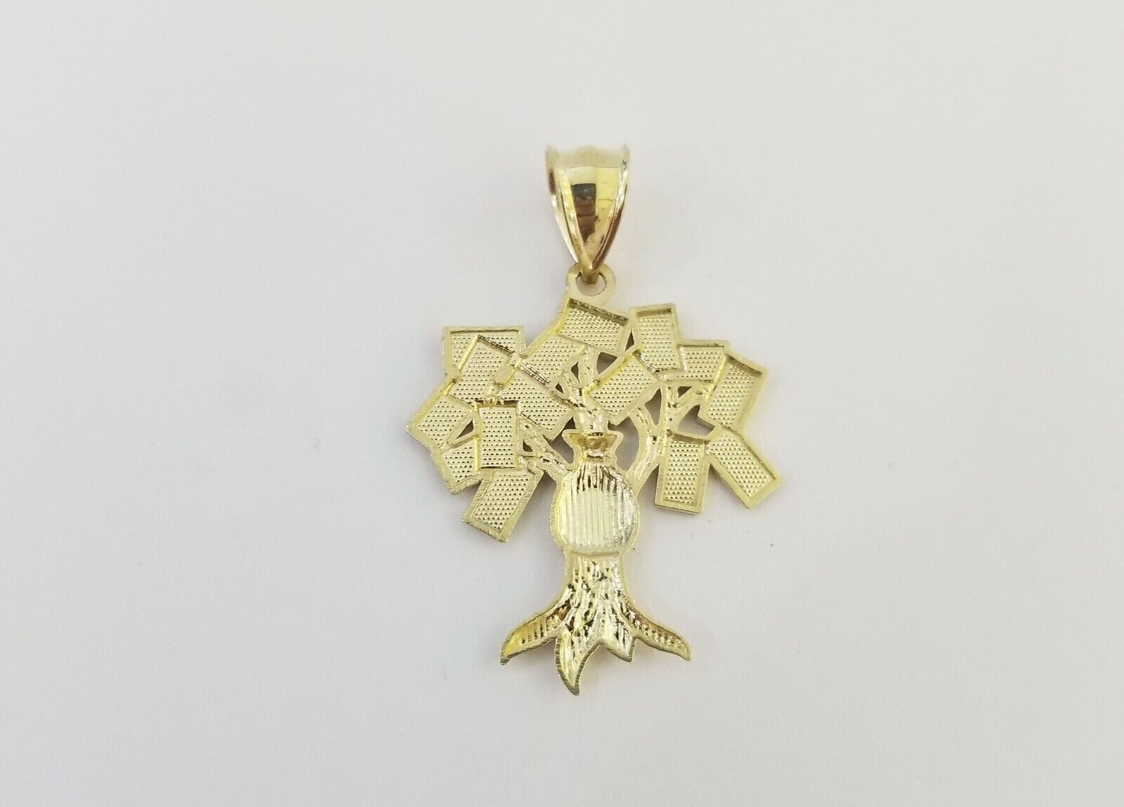 10k Yellow Gold Money Tree Pendant with 18 inch rope chain 3mm 10kt gold set - GoldenlinQ