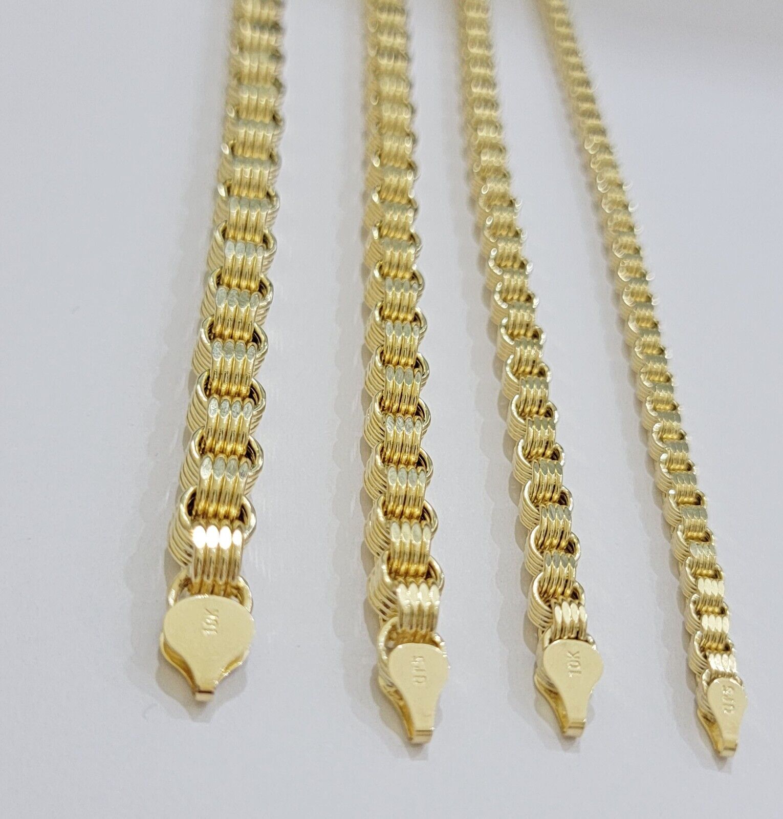 10k Yellow Gold Necklace Box Byzantine Chain 4mm 5mm 6mm 7mm 18 in - 30 in REAL - GoldenlinQ