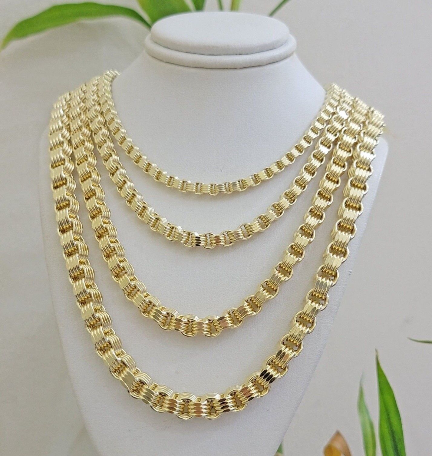 10k Yellow Gold Necklace Box Byzantine Chain 4mm 5mm 6mm 7mm 18 in - 30 in REAL - GoldenlinQ