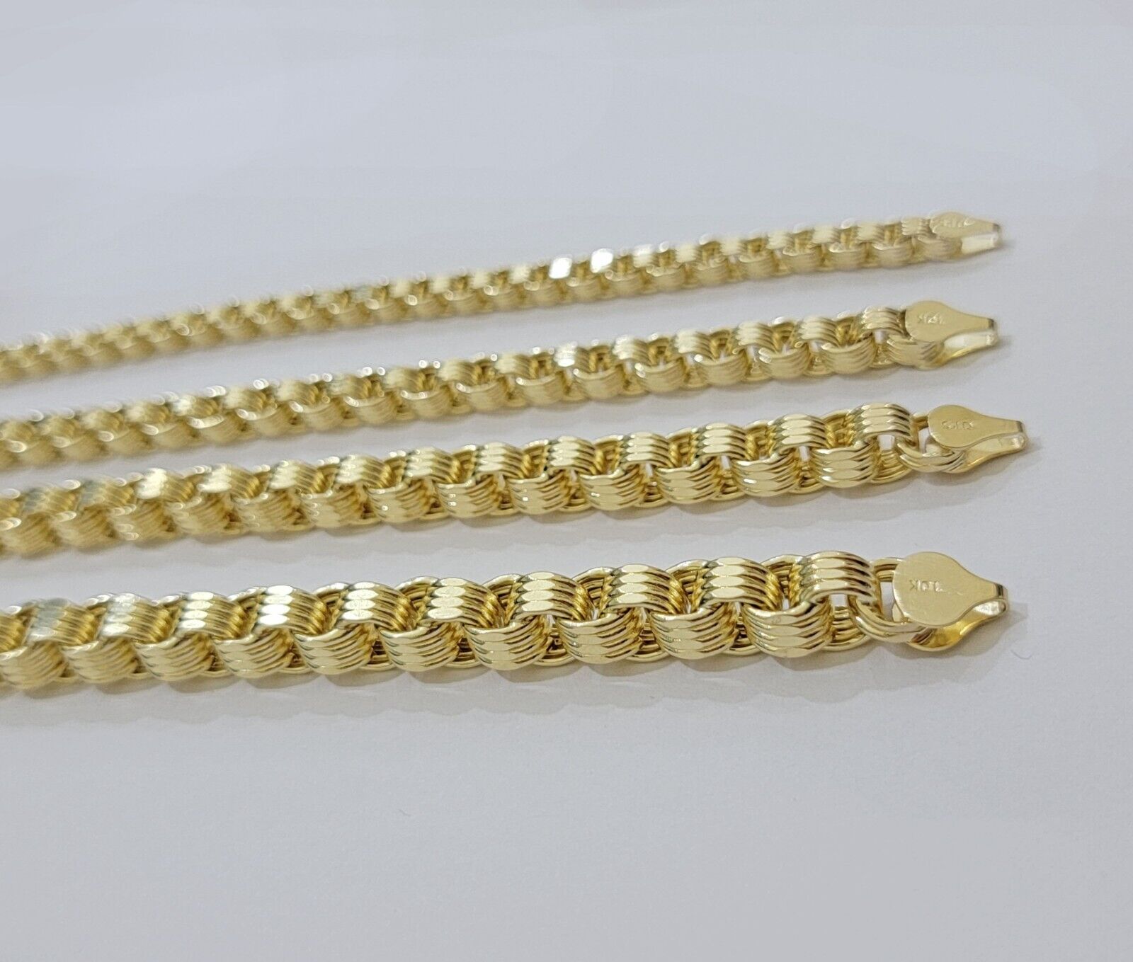 10k Yellow Gold Necklace Box Byzantine Chain 4mm 5mm 6mm 7mm 18 in - 30 in REAL - GoldenlinQ