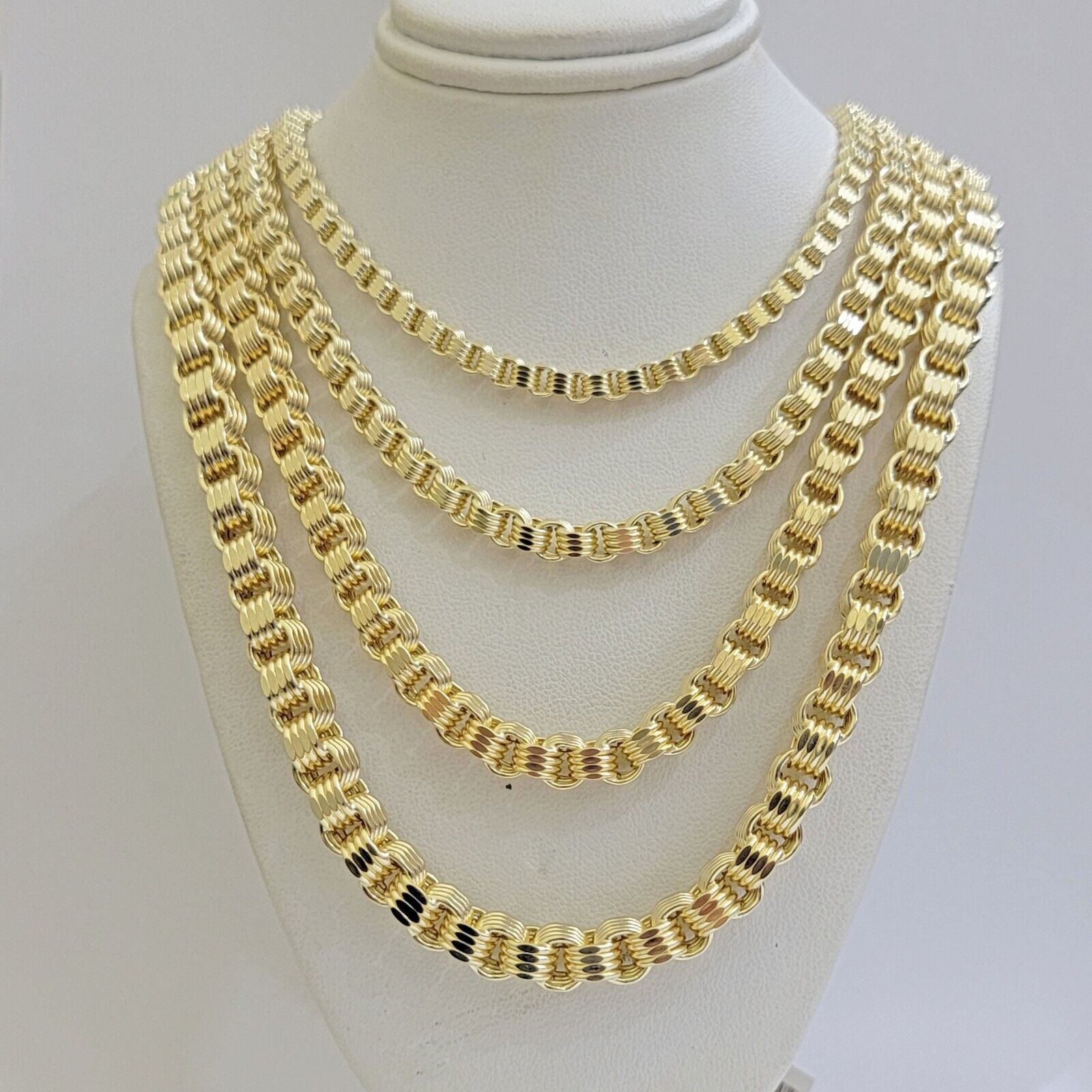 10k Yellow Gold Necklace Box Byzantine Chain 4mm 5mm 6mm 7mm 18 in - 30 in REAL - GoldenlinQ