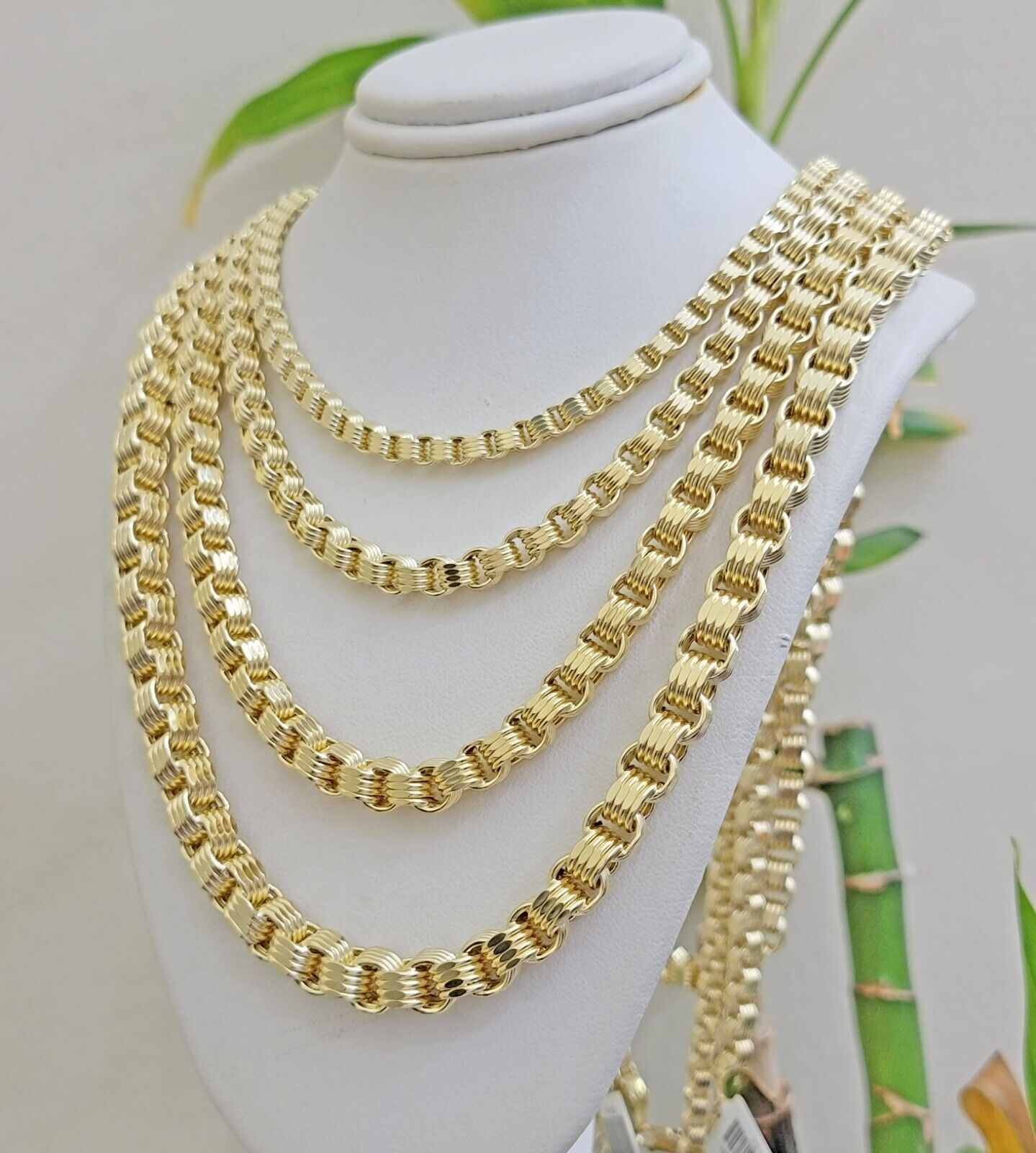 10k Yellow Gold Necklace Box Byzantine Chain 4mm 5mm 6mm 7mm 18 in - 30 in REAL - GoldenlinQ