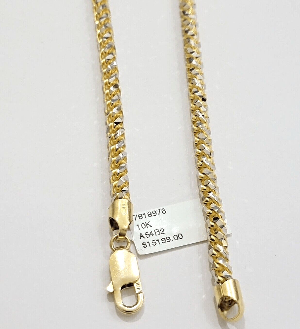 10k Yellow Gold Palm Box Chain Necklace Diamond cut 4mm 22" Real Solid Men Women - GoldenlinQ