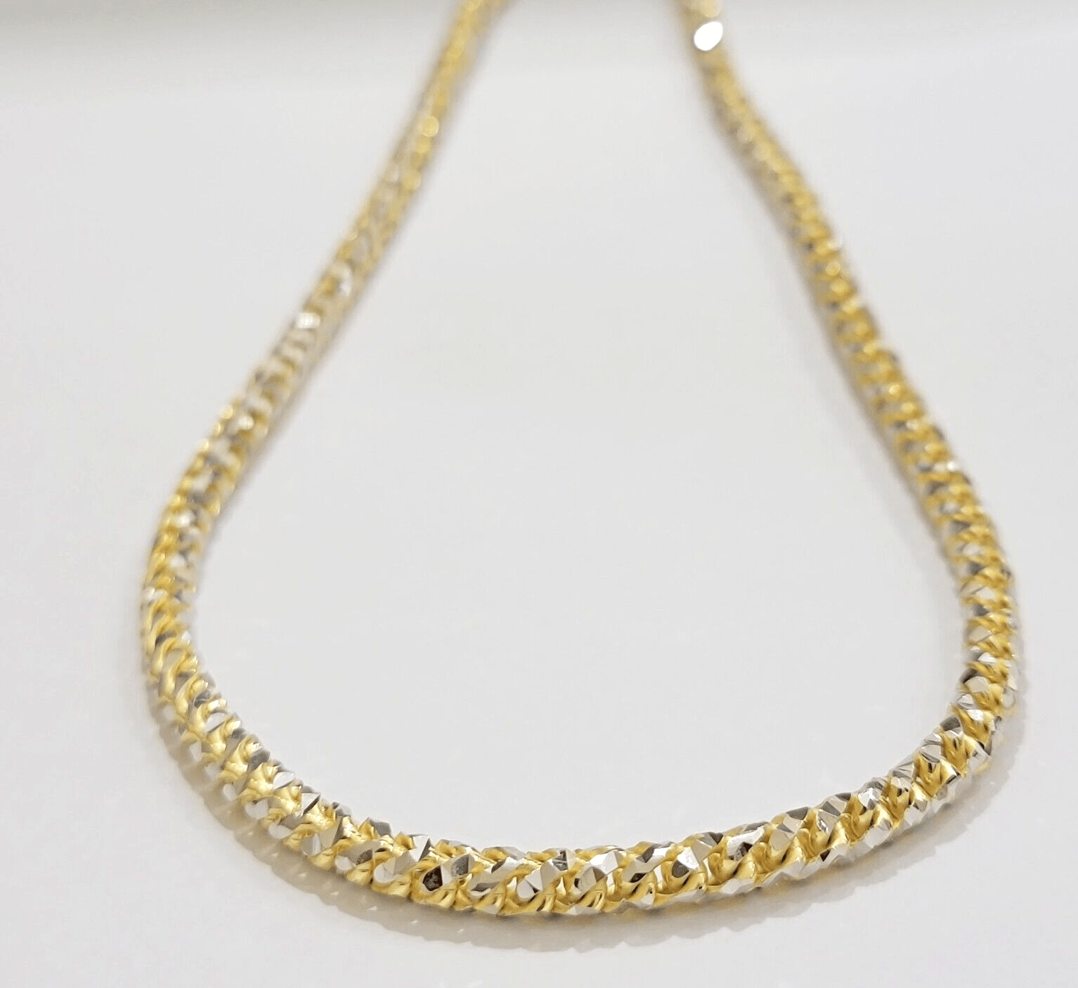 10k Yellow Gold Palm Box Chain Necklace Diamond cut 4mm 22" Real Solid Men Women - GoldenlinQ