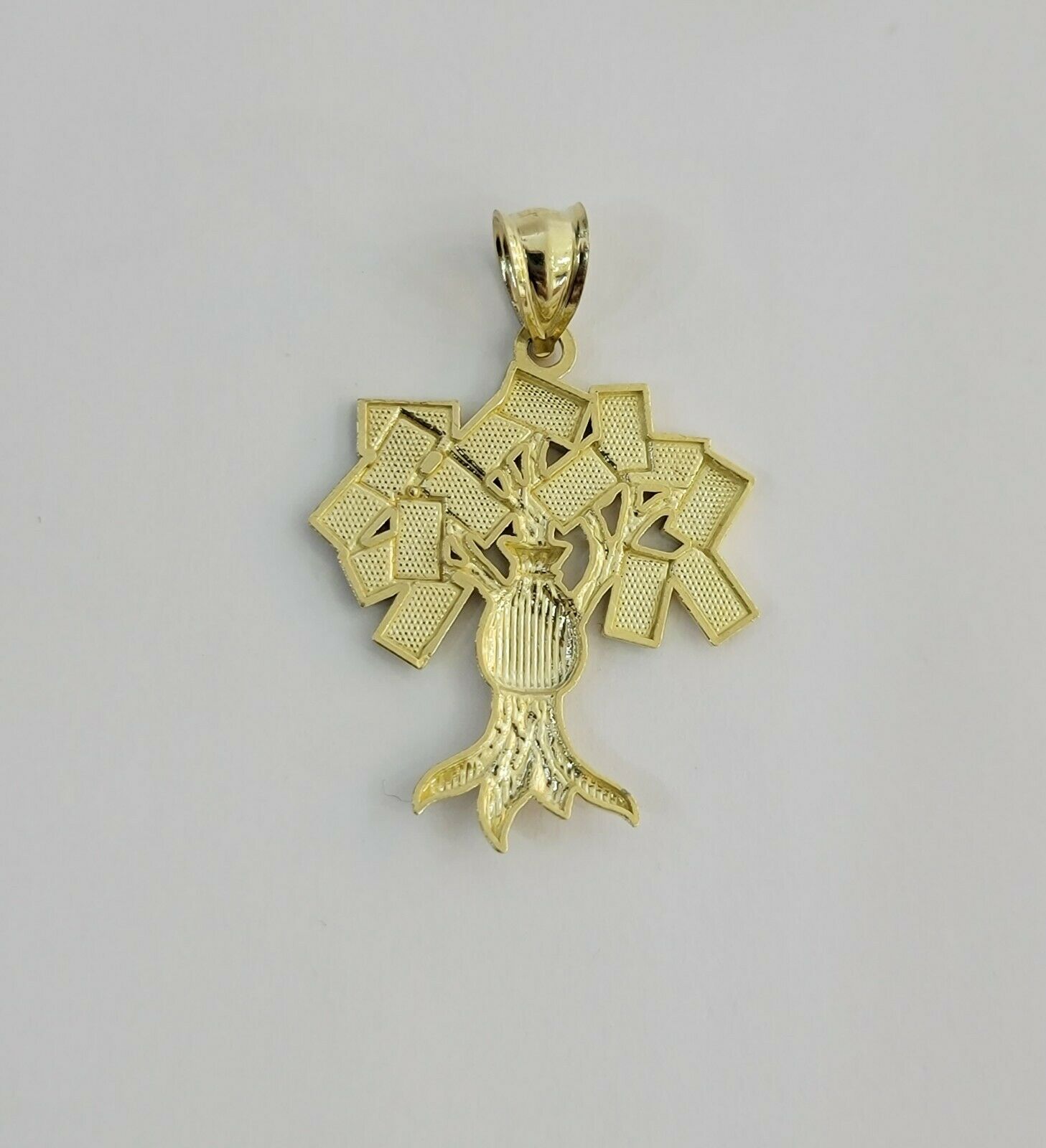 10k Yellow Gold Pendant & 10kt Rope Necklace 22", Money Tree Charm 10kt ,UNIQUE - GoldenlinQ