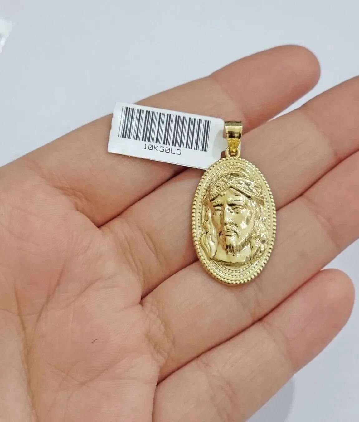 10k Yellow Gold Pendant Jesus Head Face Charm REAL 10kt For Men Women - GoldenlinQ