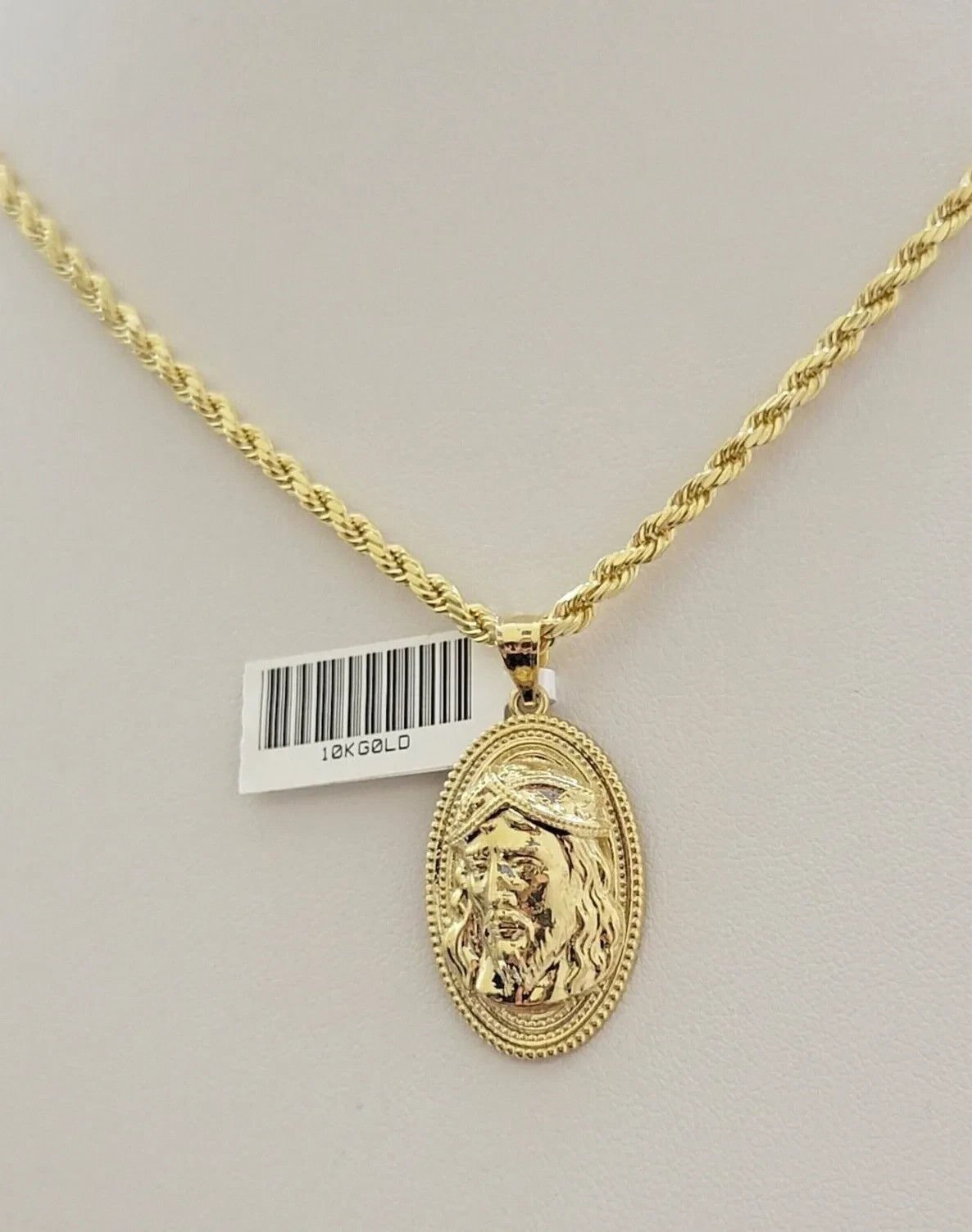 10k Yellow Gold Pendant Jesus Head Face Charm REAL 10kt For Men Women - GoldenlinQ