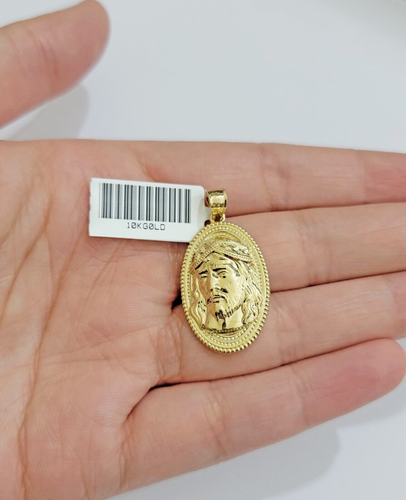 10k Yellow Gold Pendant Jesus Head Face Charm REAL 10kt For Men Women - GoldenlinQ
