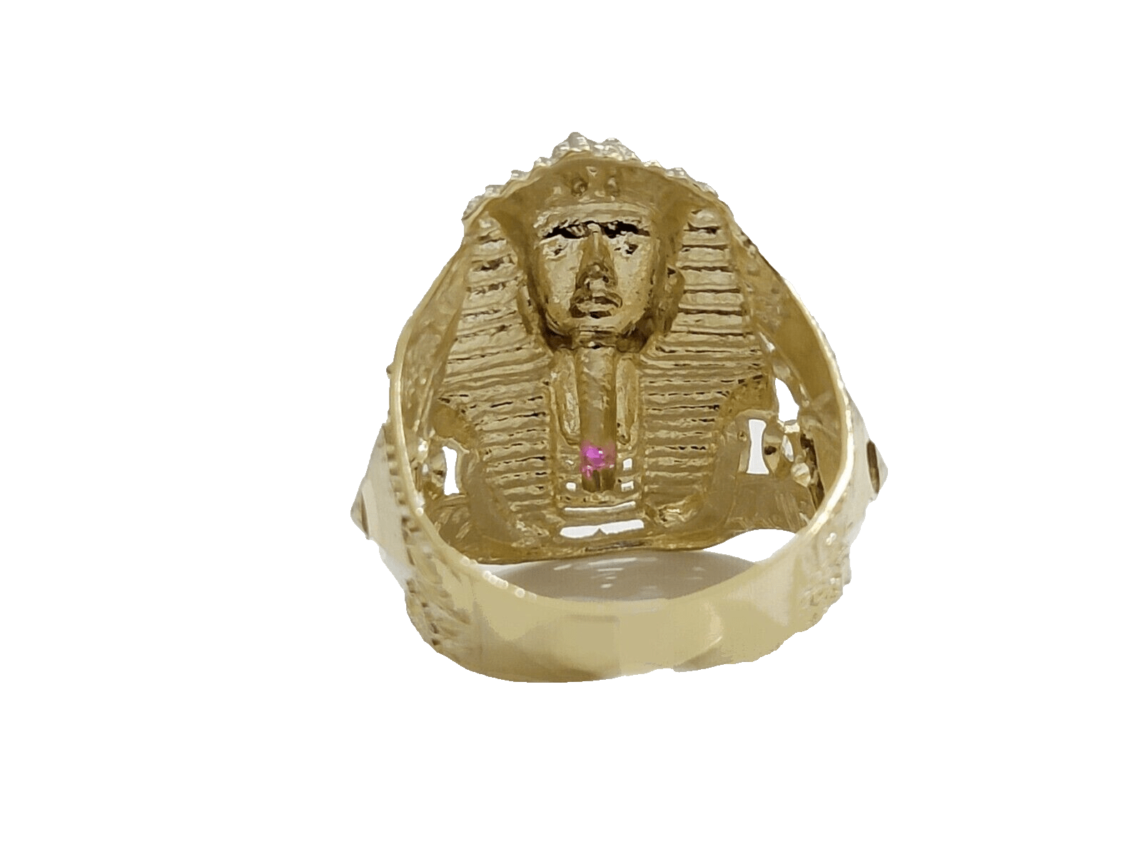 10k Yellow Gold Pharoah Head Ring Band Size 11 Real 10kt SALE Men Casual Pinky - GoldenlinQ