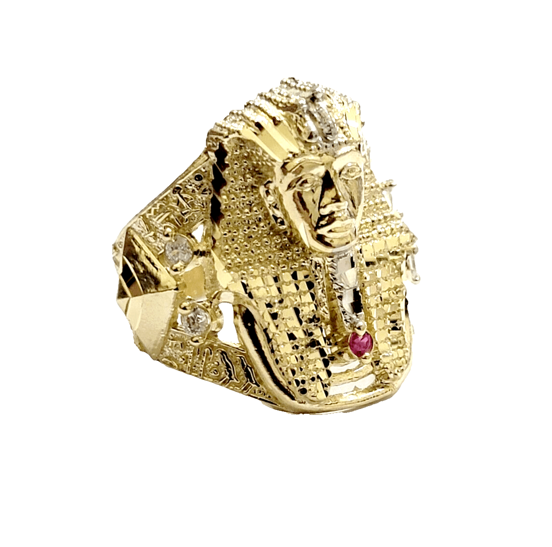 10k Yellow Gold Pharoah Head Ring Band Size 11 Real 10kt SALE Men Casual Pinky - GoldenlinQ
