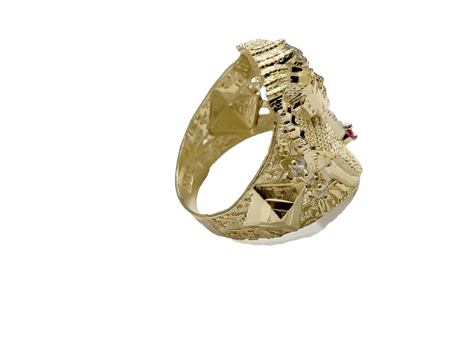 10k Yellow Gold Pharoah Head Ring Band Size 11 Real 10kt SALE Men Casual Pinky - GoldenlinQ