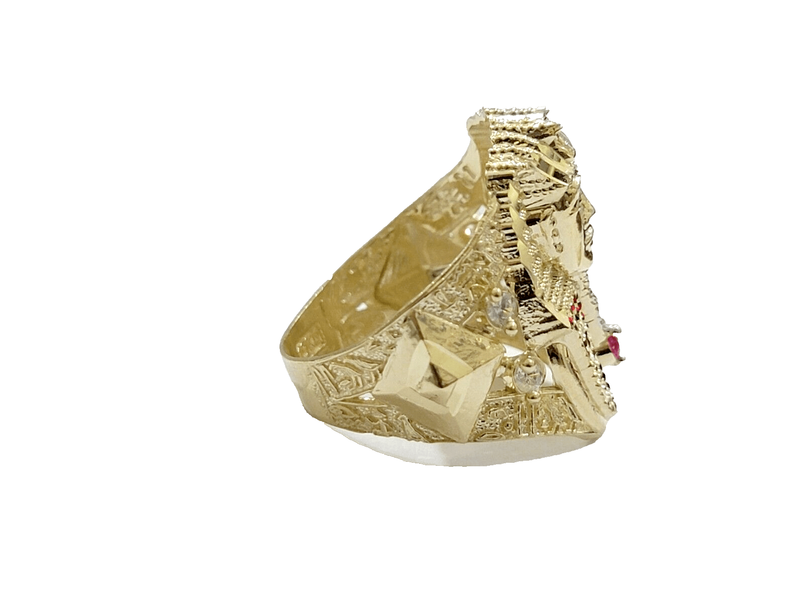 10k Yellow Gold Pharoah Head Ring Band Size 11 Real 10kt SALE Men Casual Pinky - GoldenlinQ