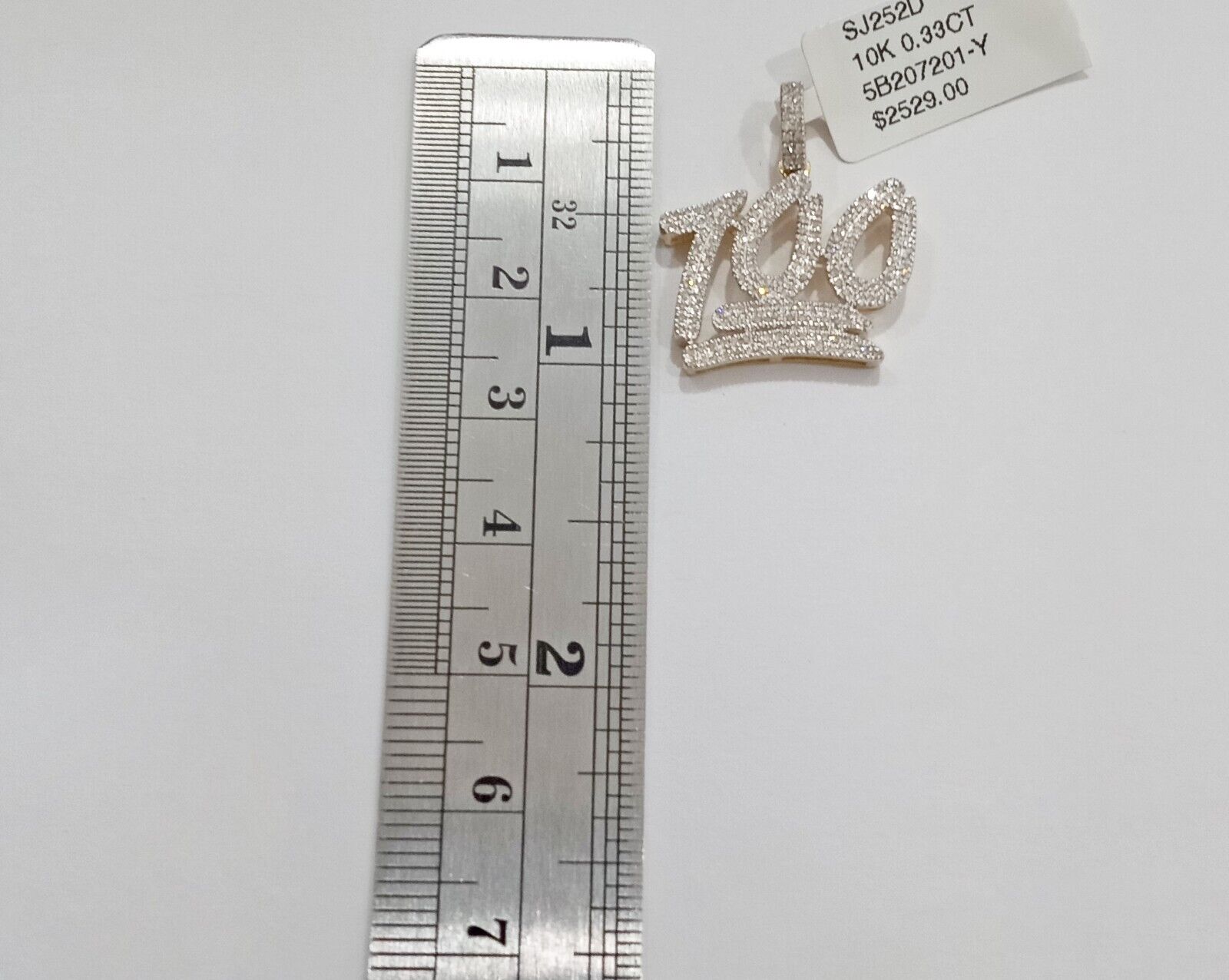 10k Yellow Gold Real Diamond 100 Charm Pendant Men Women - GoldenlinQ