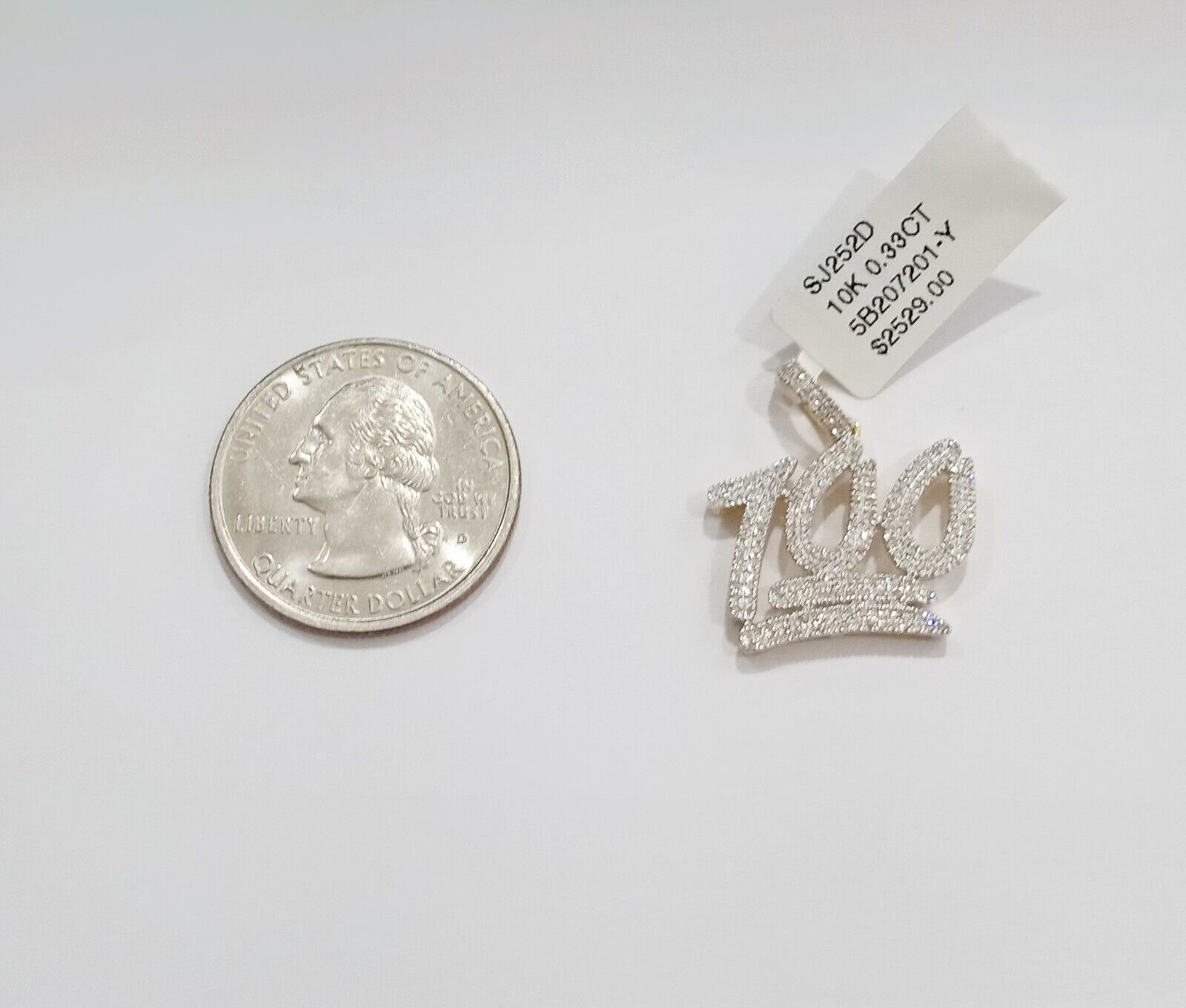 10k Yellow Gold Real Diamond 100 Charm Pendant Men Women - GoldenlinQ