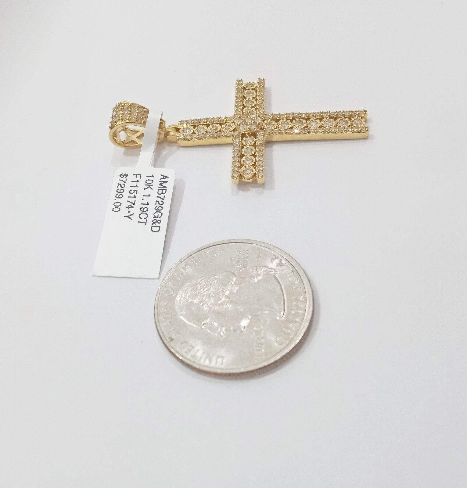 10k Yellow Gold Real Diamond Cross Charm Pendant 10kt gold - GoldenlinQ