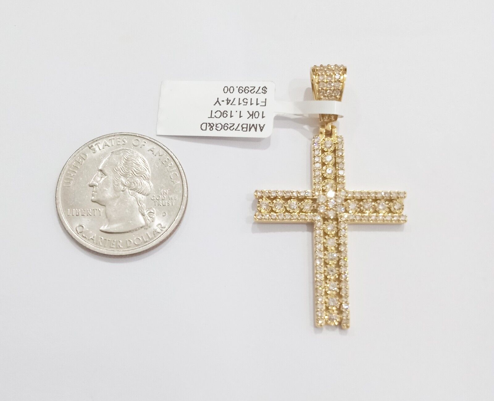 10k Yellow Gold Real Diamond Cross Charm Pendant 10kt gold - GoldenlinQ