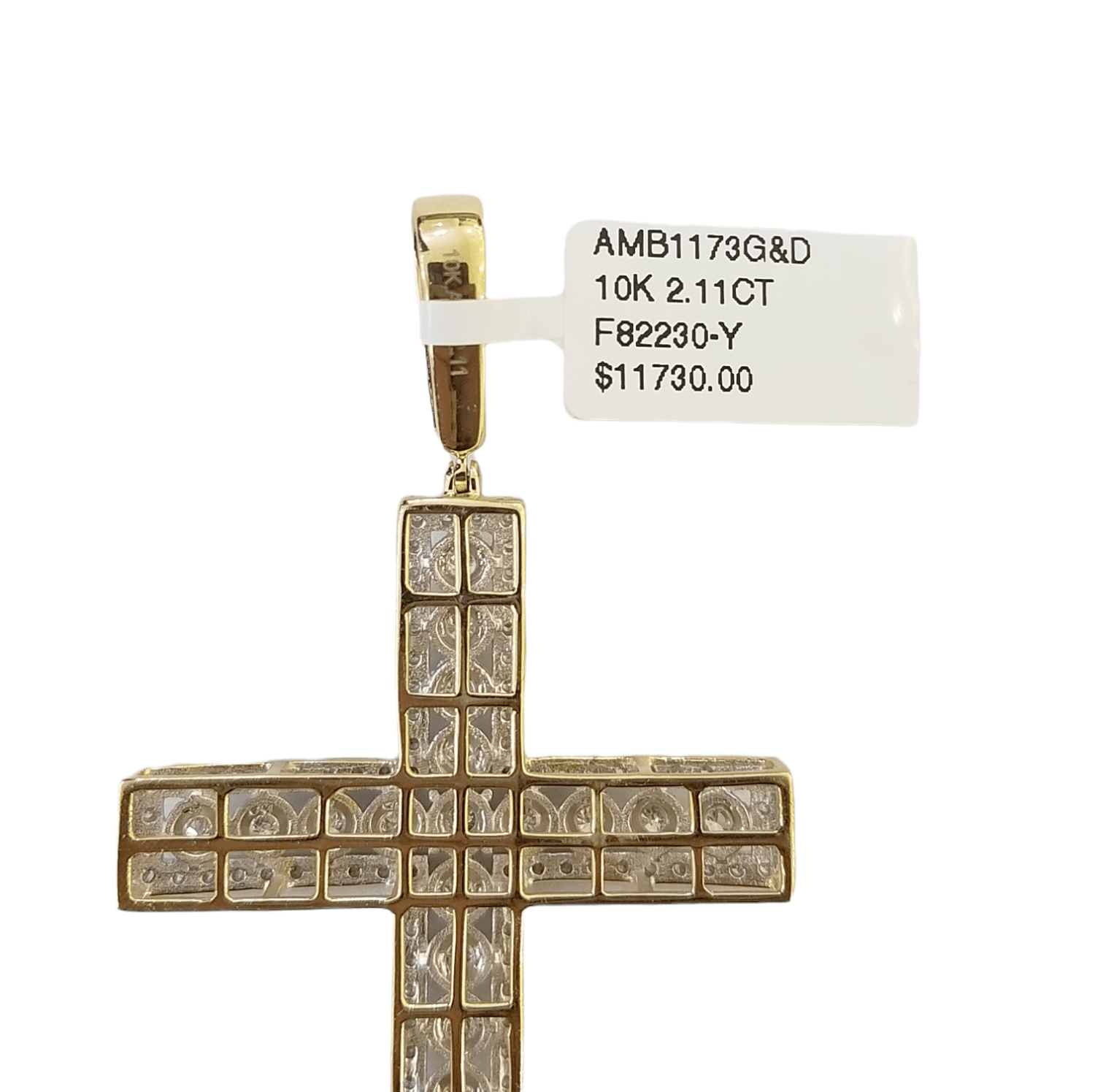 10K Yellow Gold Real Diamond Cross Pendent Religious Jesus Charm - GoldenlinQ