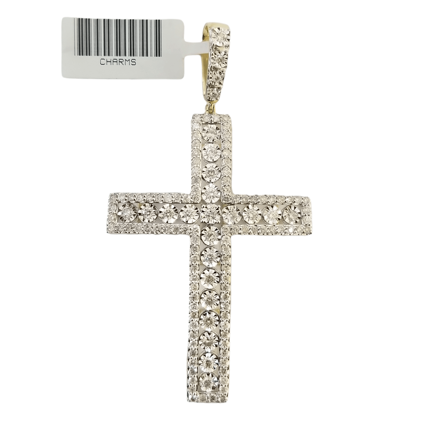 10K Yellow Gold Real Diamond Cross Pendent Religious Jesus Charm - GoldenlinQ