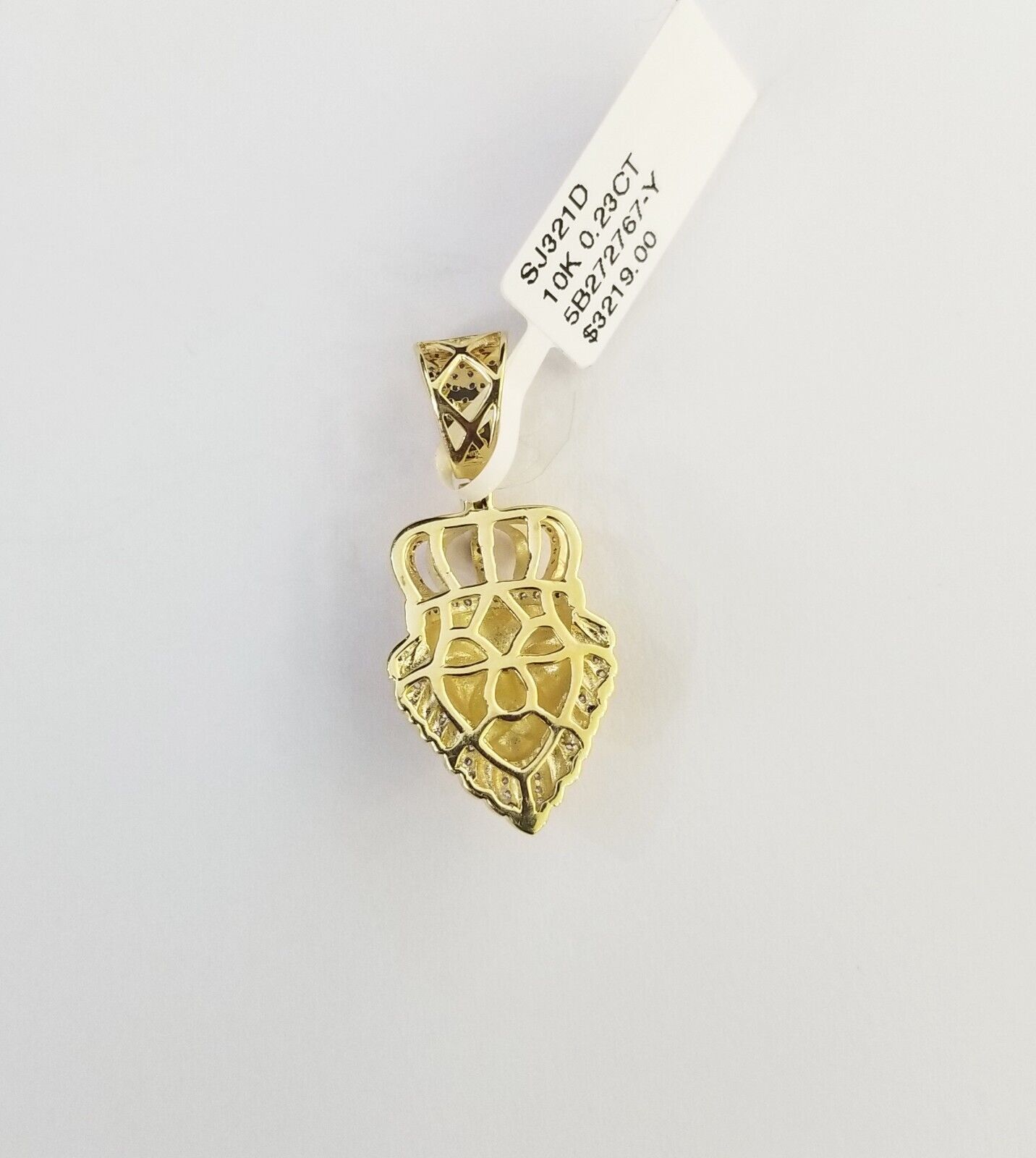 10k Yellow Gold Real Diamond Lion Head Charm Pendant - GoldenlinQ