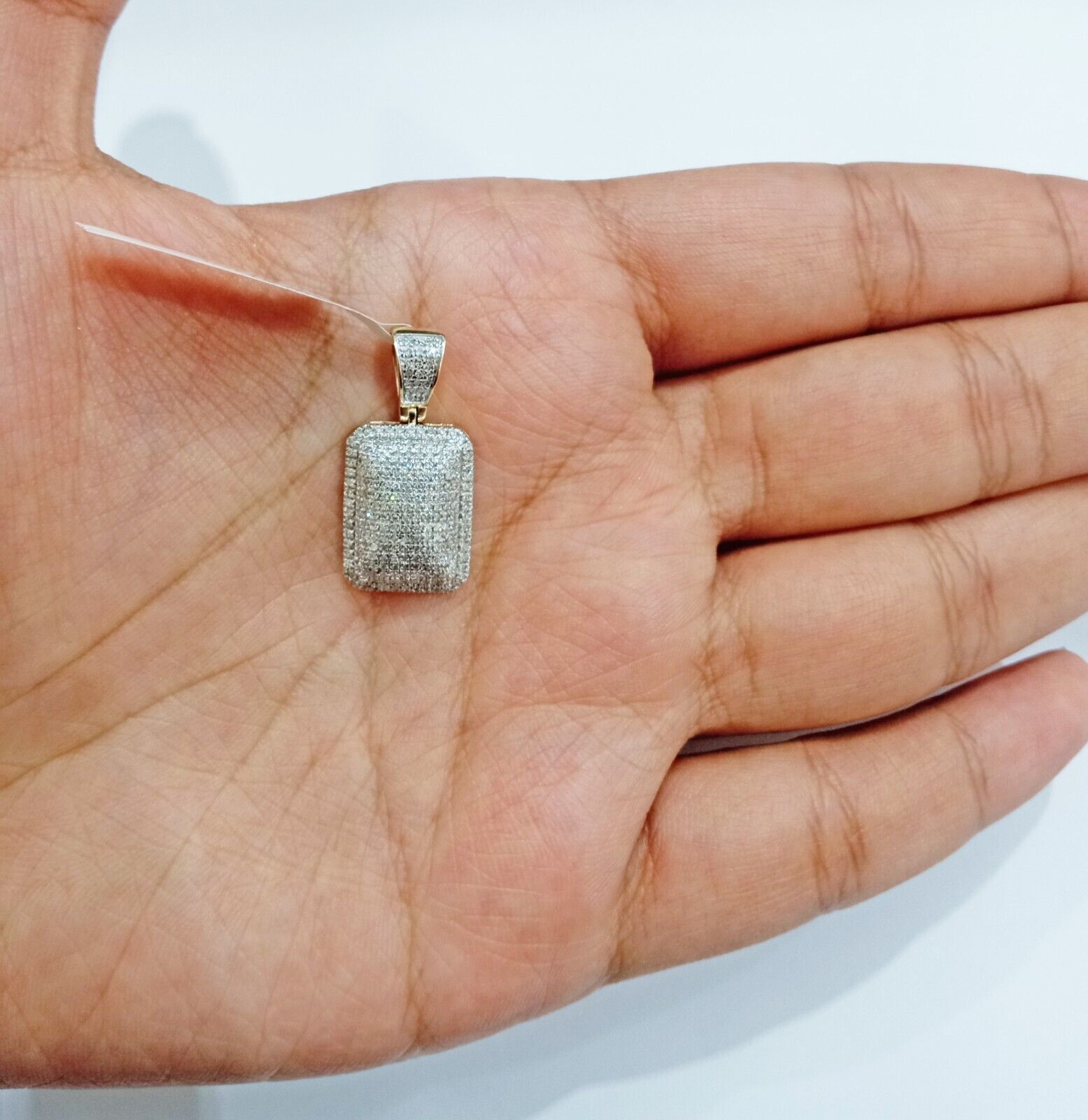 10k Yellow Gold Real Diamond Pillow Charm Pendant Men Women - GoldenlinQ