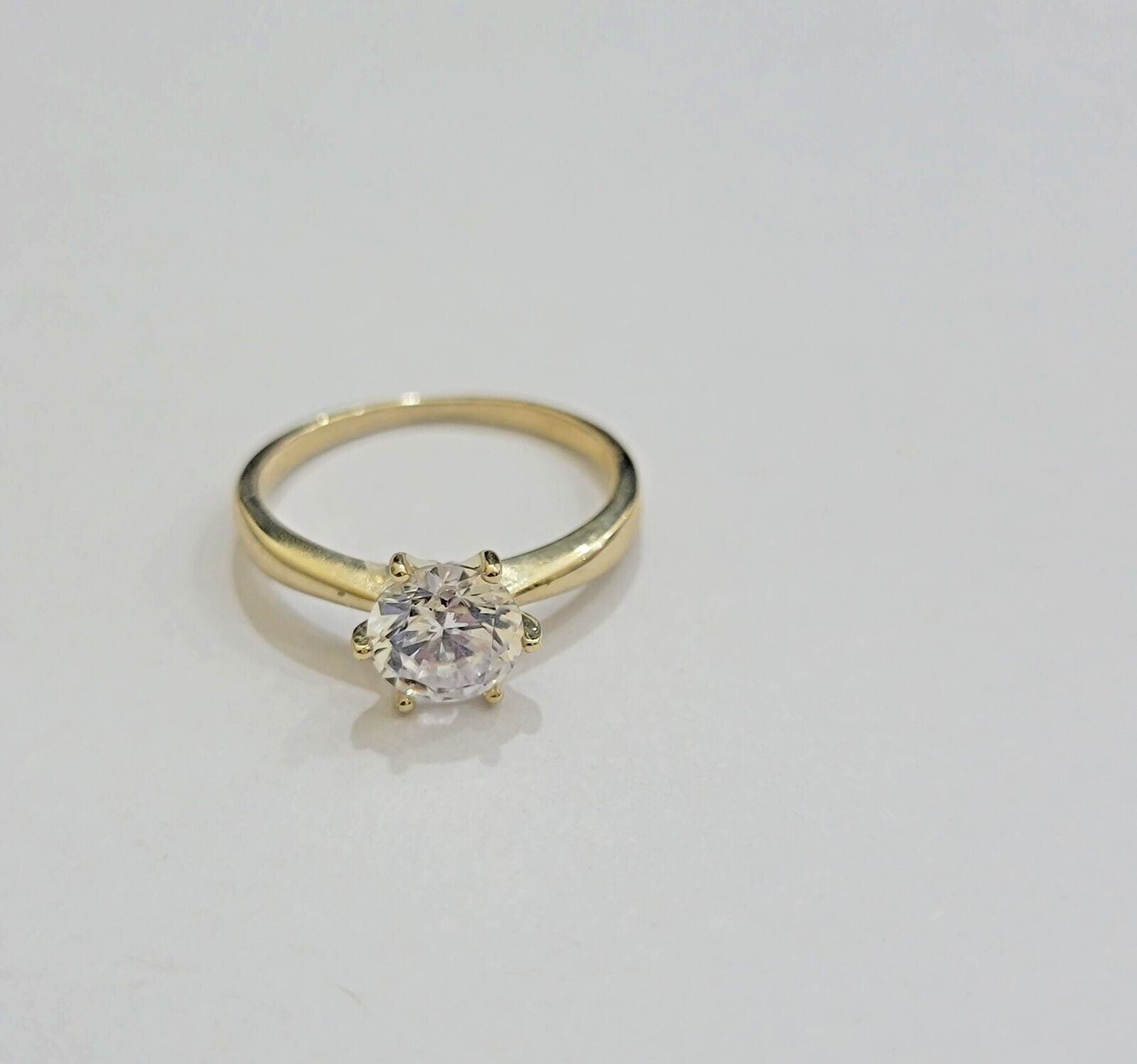 10k Yellow Gold Ring Ladies Solitaire Engagement Wedding Band REAL Women SZ 7 - GoldenlinQ