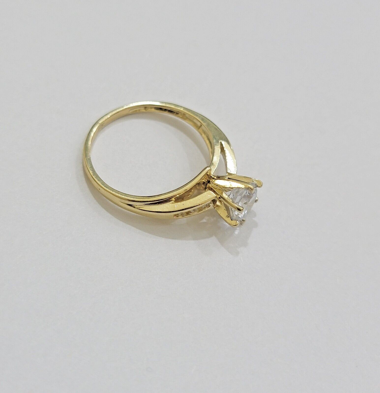 10k Yellow Gold Ring Ladies Wedding Band Real 10kt Solitaire Engagement Women - GoldenlinQ