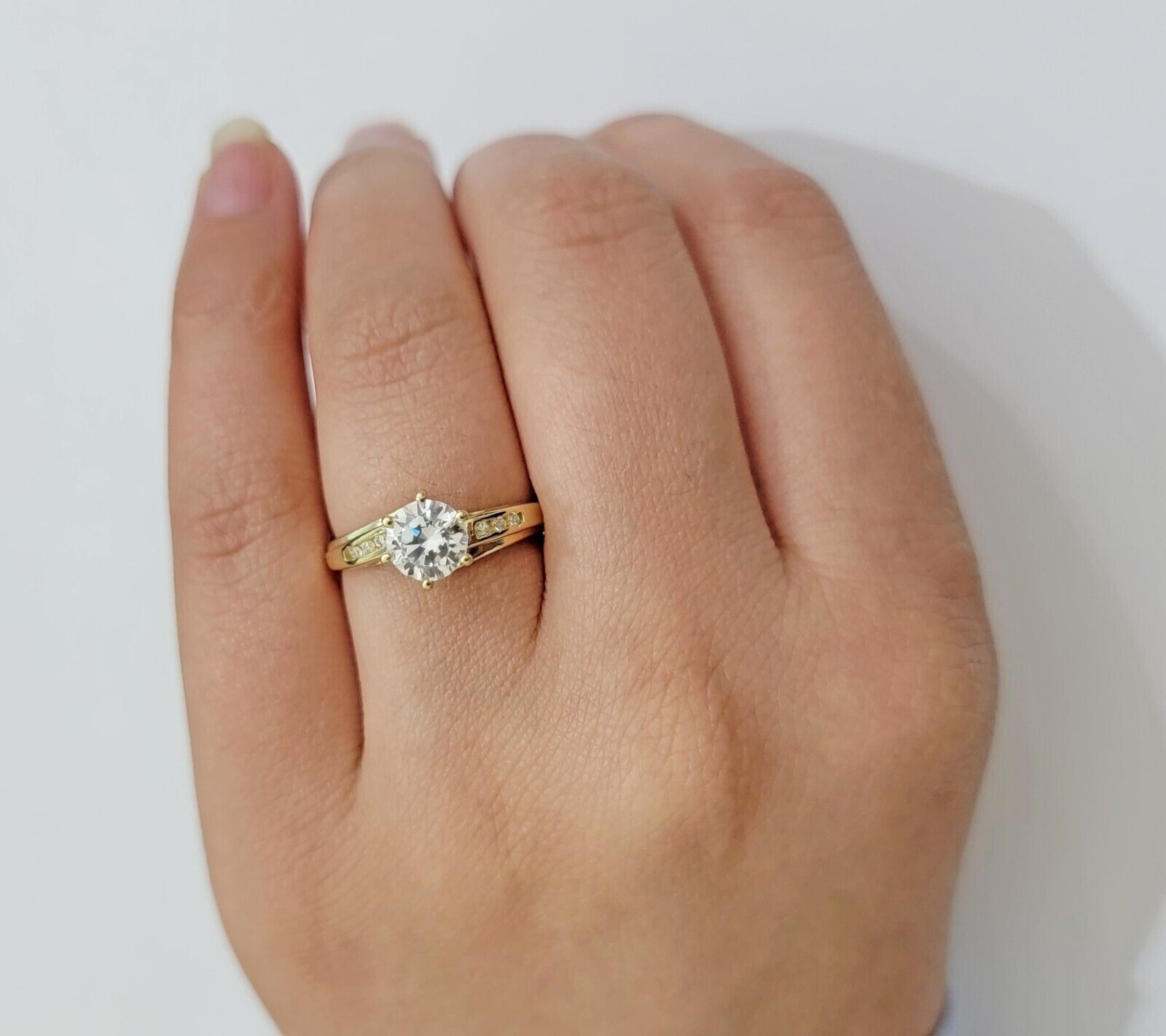 10k Yellow Gold Ring Ladies Wedding Band Real 10kt Solitaire Engagement Women - GoldenlinQ