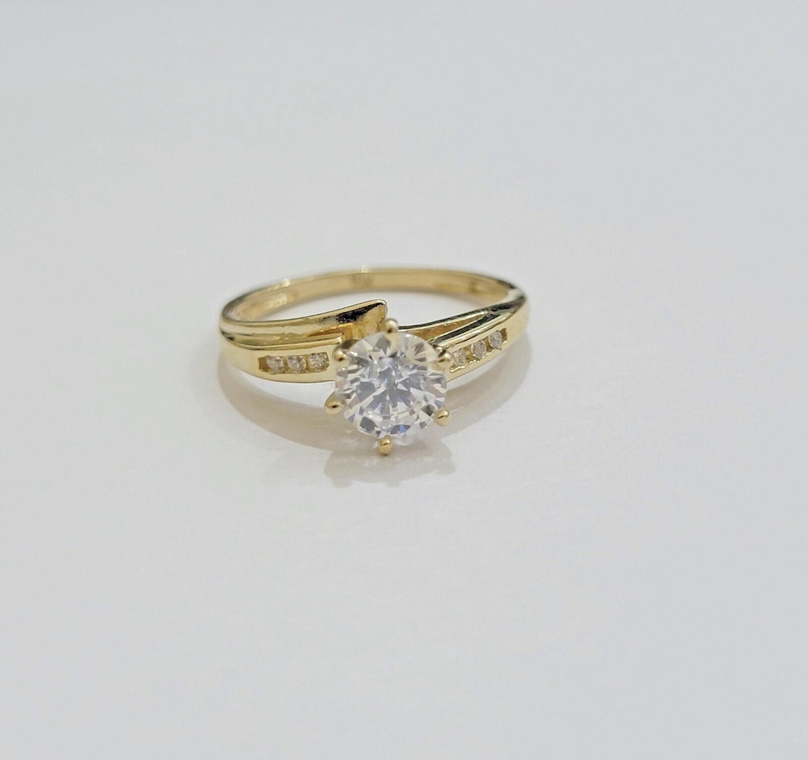 10k Yellow Gold Ring Ladies Wedding Band Real 10kt Solitaire Engagement Women - GoldenlinQ