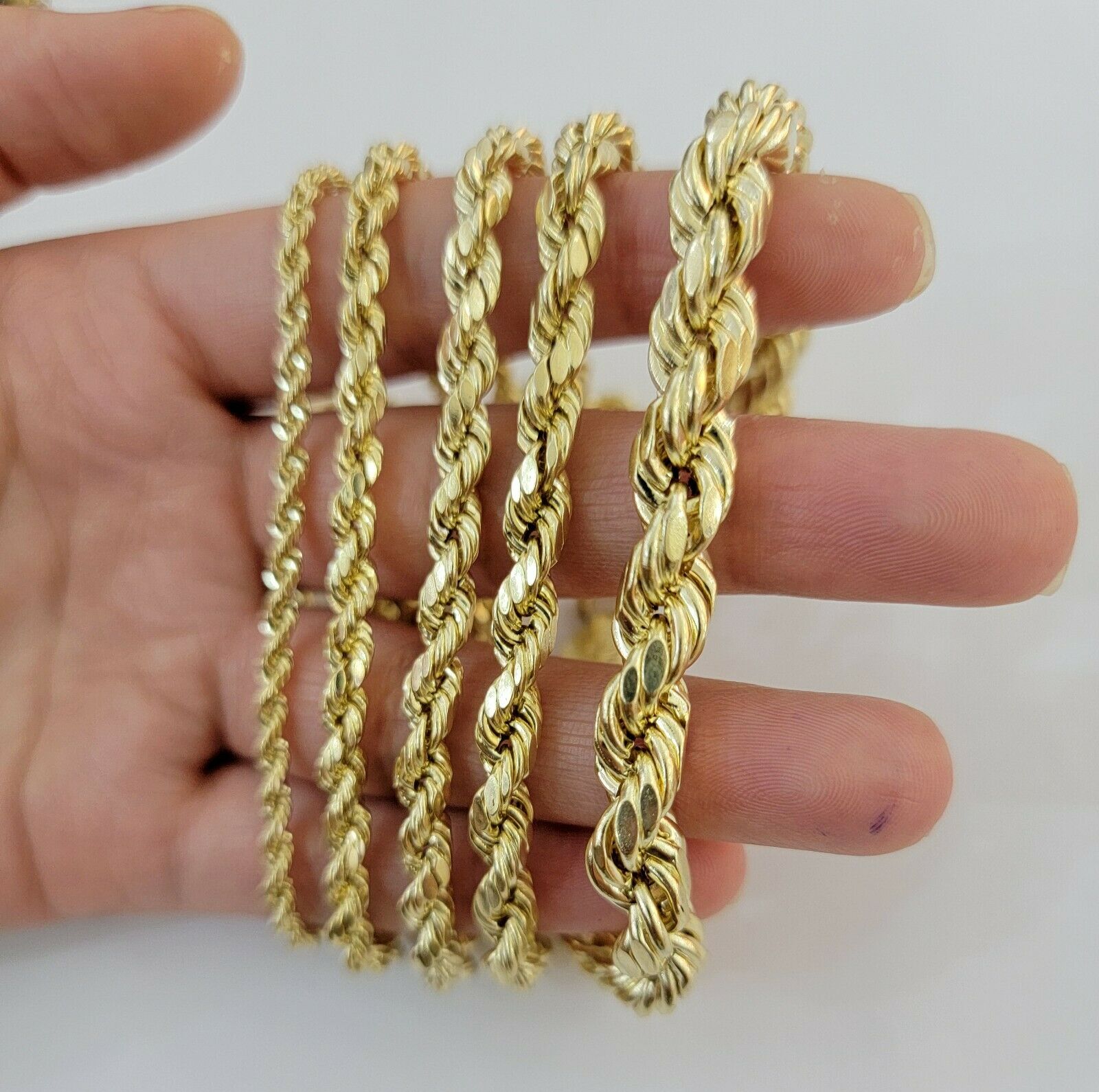 10k Yellow Gold Rope bracelet 7" 7.5" 8" 8.5" 9" Men Women 3mm - 8mm REAL 10 KT - GoldenlinQ