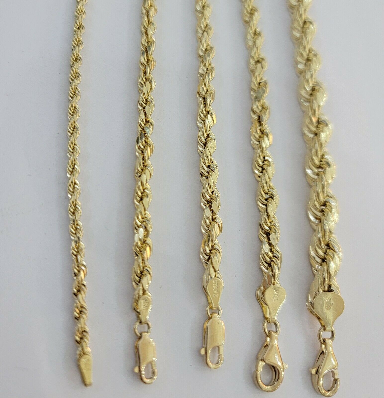 10k Yellow Gold Rope bracelet 7" 7.5" 8" 8.5" 9" Men Women 3mm - 8mm REAL 10 KT - GoldenlinQ