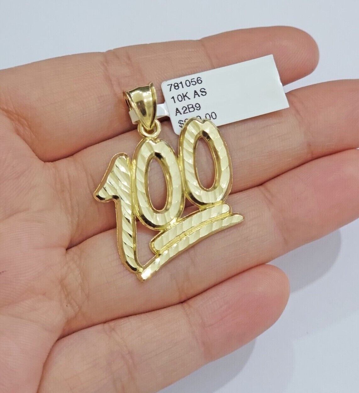 10k Yellow Gold Rope Chain 100 Charm Pendant Set 22 Inch 3mm Necklace REAL SALE - GoldenlinQ