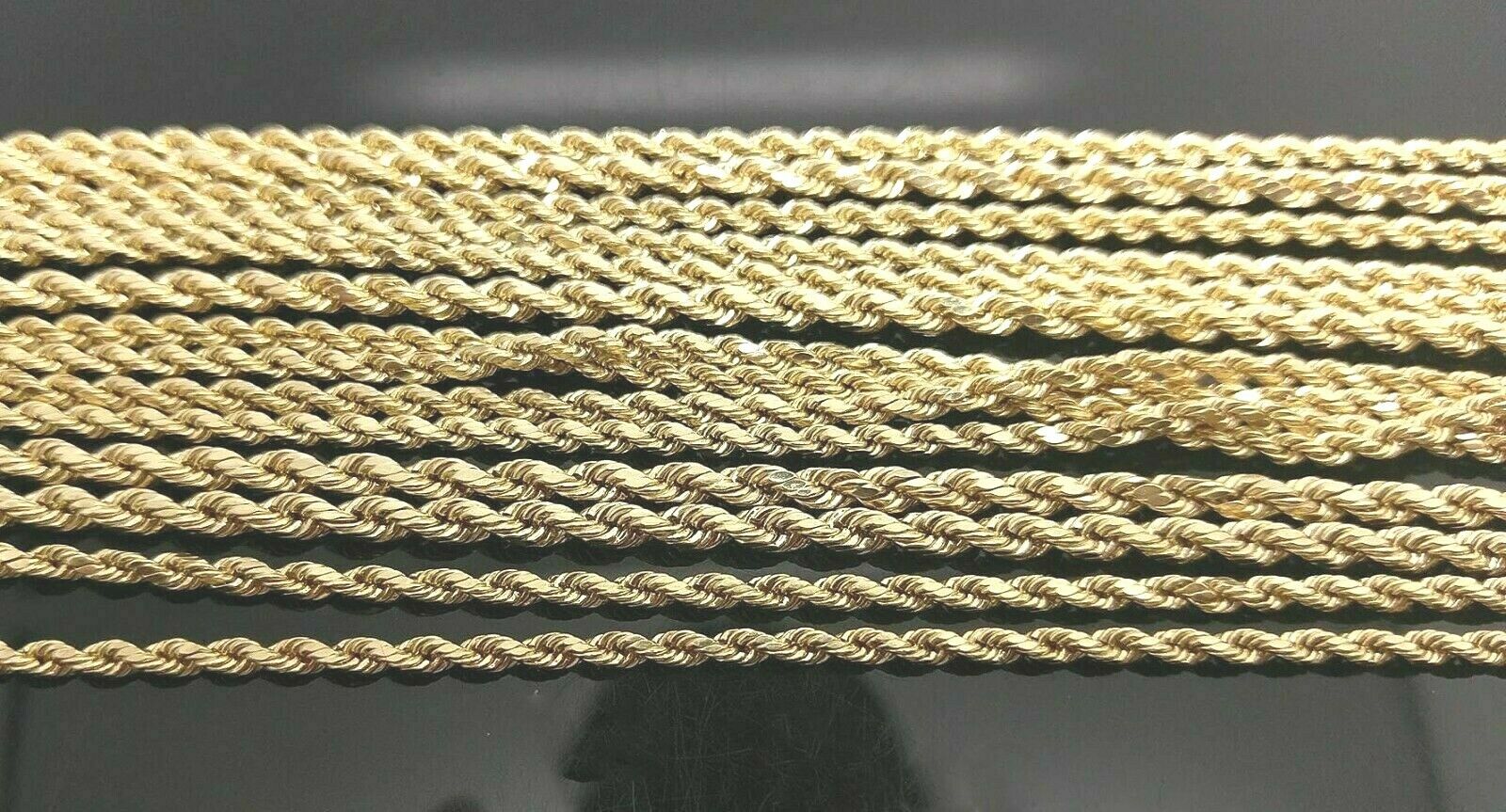 10k Yellow Gold Rope Chain 2.5mm 16" - 26" Diamond Cut Necklace REAL GOLD Bracelet - GoldenlinQ