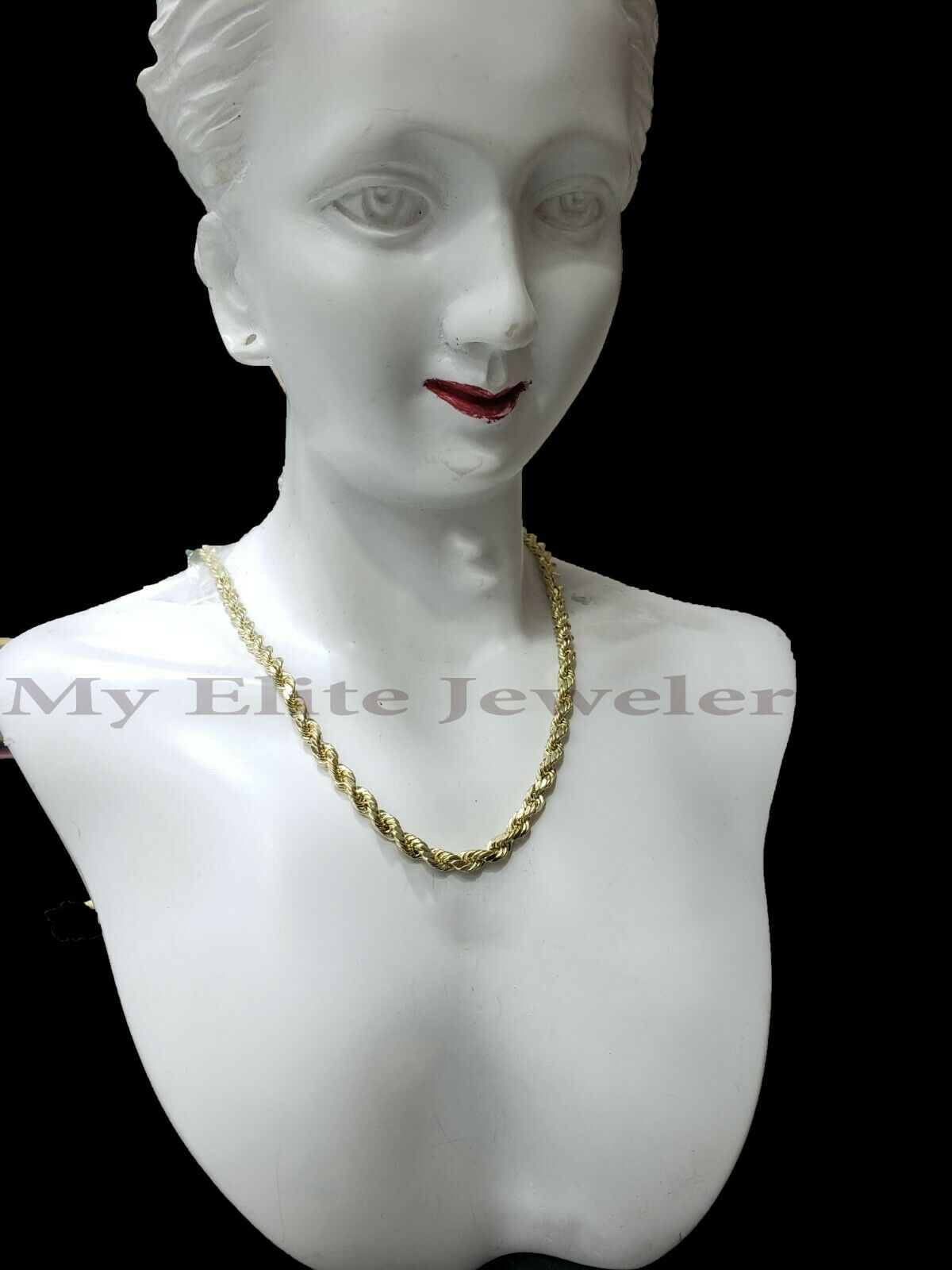 10K Yellow Gold Rope Chain Ladies Necklace 16Inch 3MM For pendant REAL 10KT GOLD - GoldenlinQ