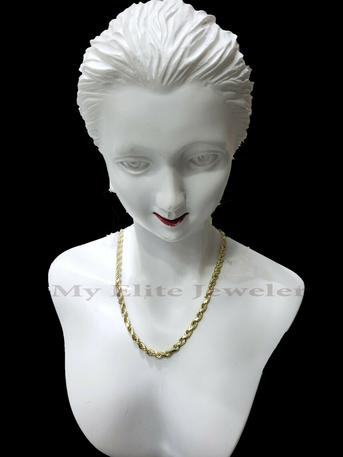 10K Yellow Gold Rope Chain Ladies Necklace 16Inch 3MM For pendant REAL 10KT GOLD - GoldenlinQ