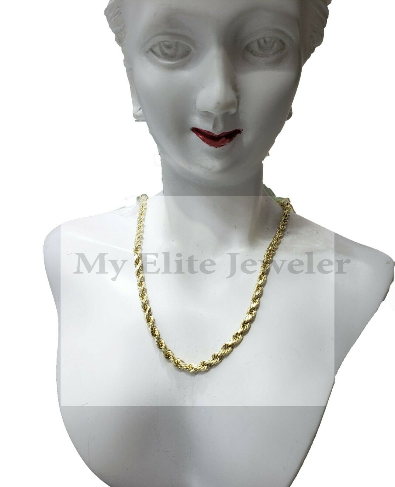 10K Yellow Gold Rope Chain Ladies Necklace 16Inch 3MM For pendant REAL 10KT GOLD - GoldenlinQ