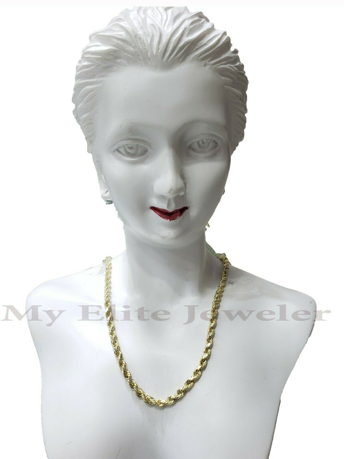 10K Yellow Gold Rope Chain Ladies Necklace 16Inch 3MM For pendant REAL 10KT GOLD - GoldenlinQ