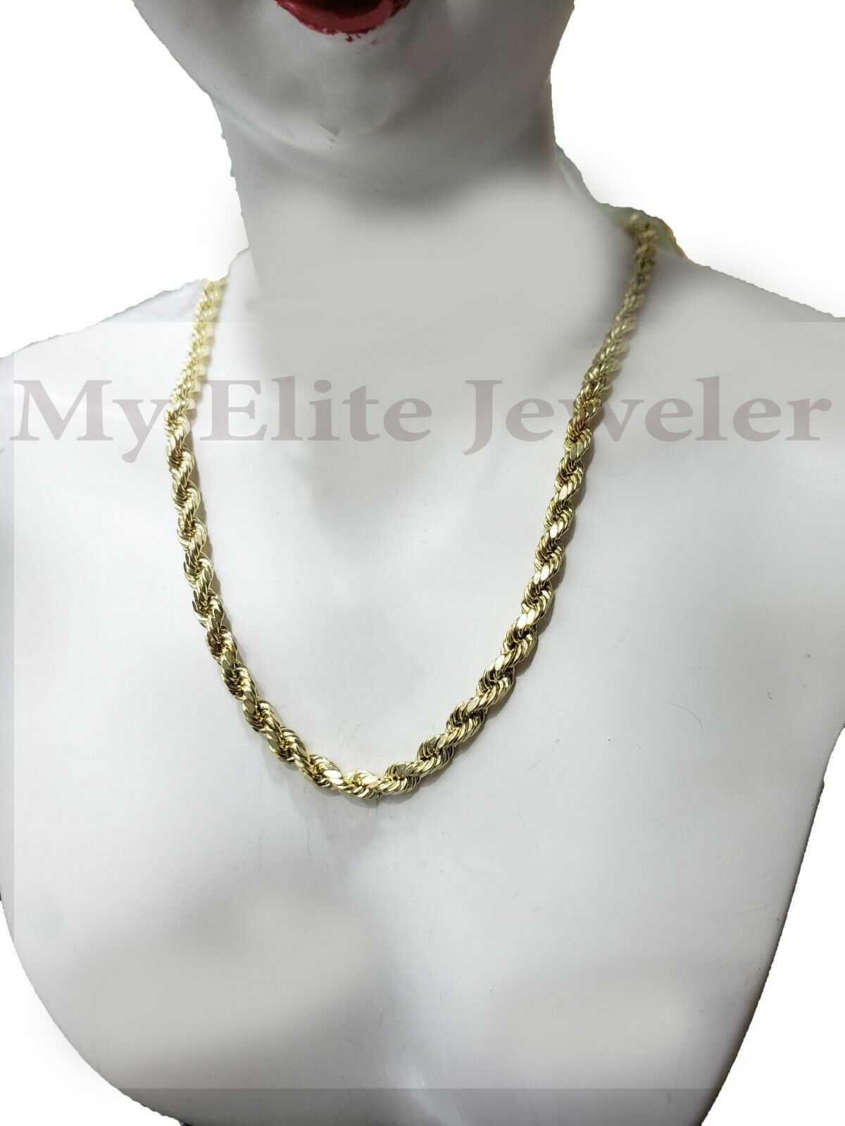 10K Yellow Gold Rope Chain Ladies Necklace 16Inch 3MM For pendant REAL 10KT GOLD - GoldenlinQ