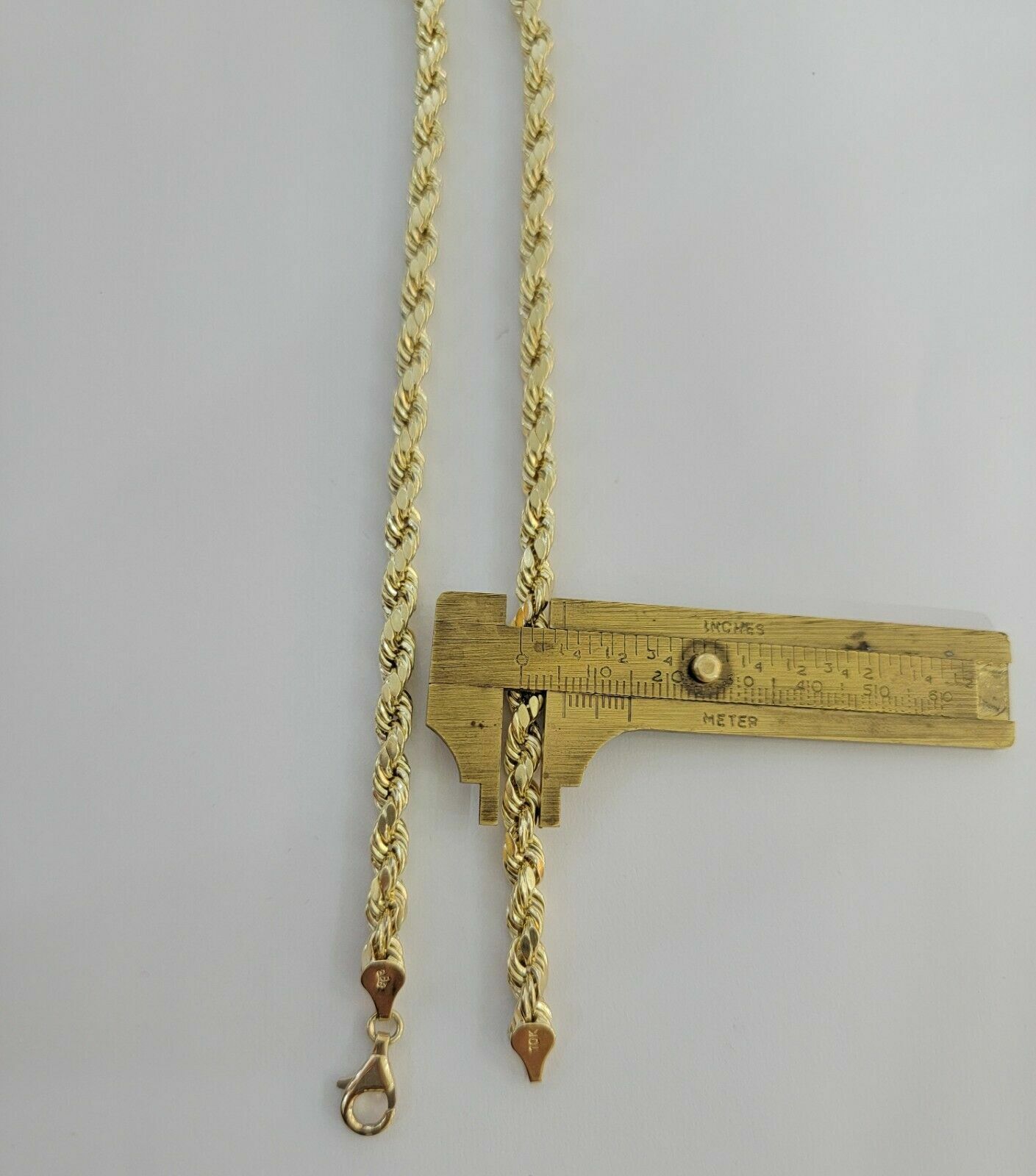 10k Yellow Gold Rope Chain Necklace 18" - 30" Men Women 4mm - 10mm Real Gold Hollow - GoldenlinQ