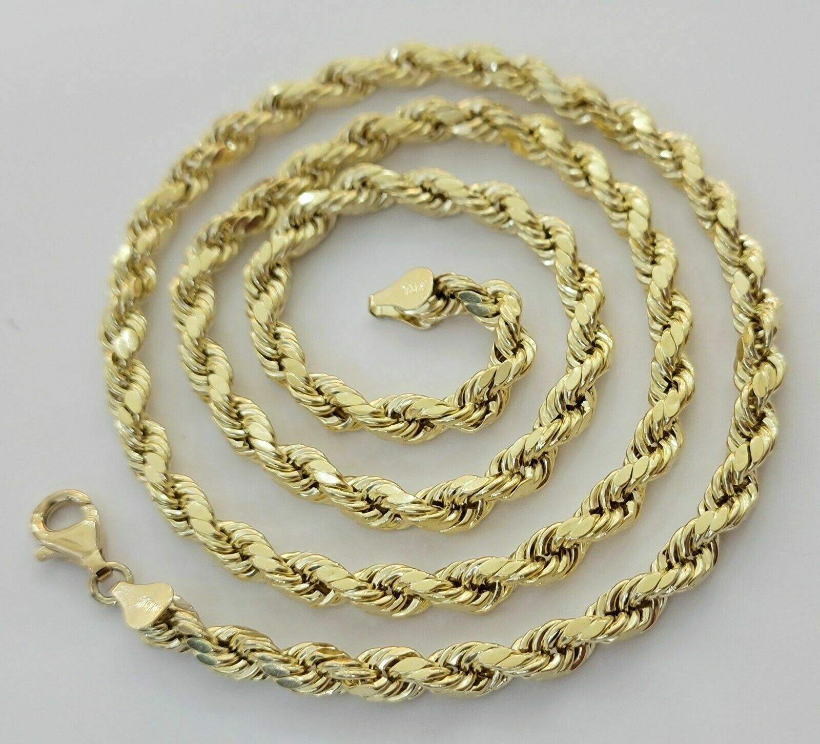 10k Yellow Gold Rope Chain Necklace 18" - 30" Men Women 4mm - 10mm Real Gold Hollow - GoldenlinQ