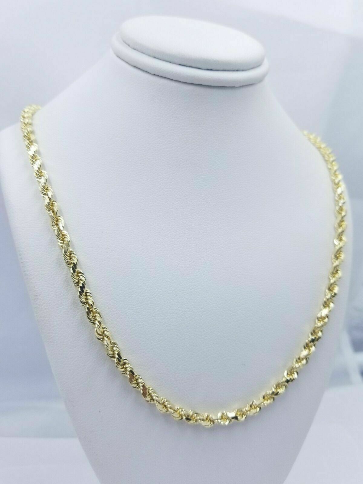10k Yellow Gold Rope Chain Necklace 18" - 30" Men Women Inch 4mm - 10mm REAL 10 KT - GoldenlinQ