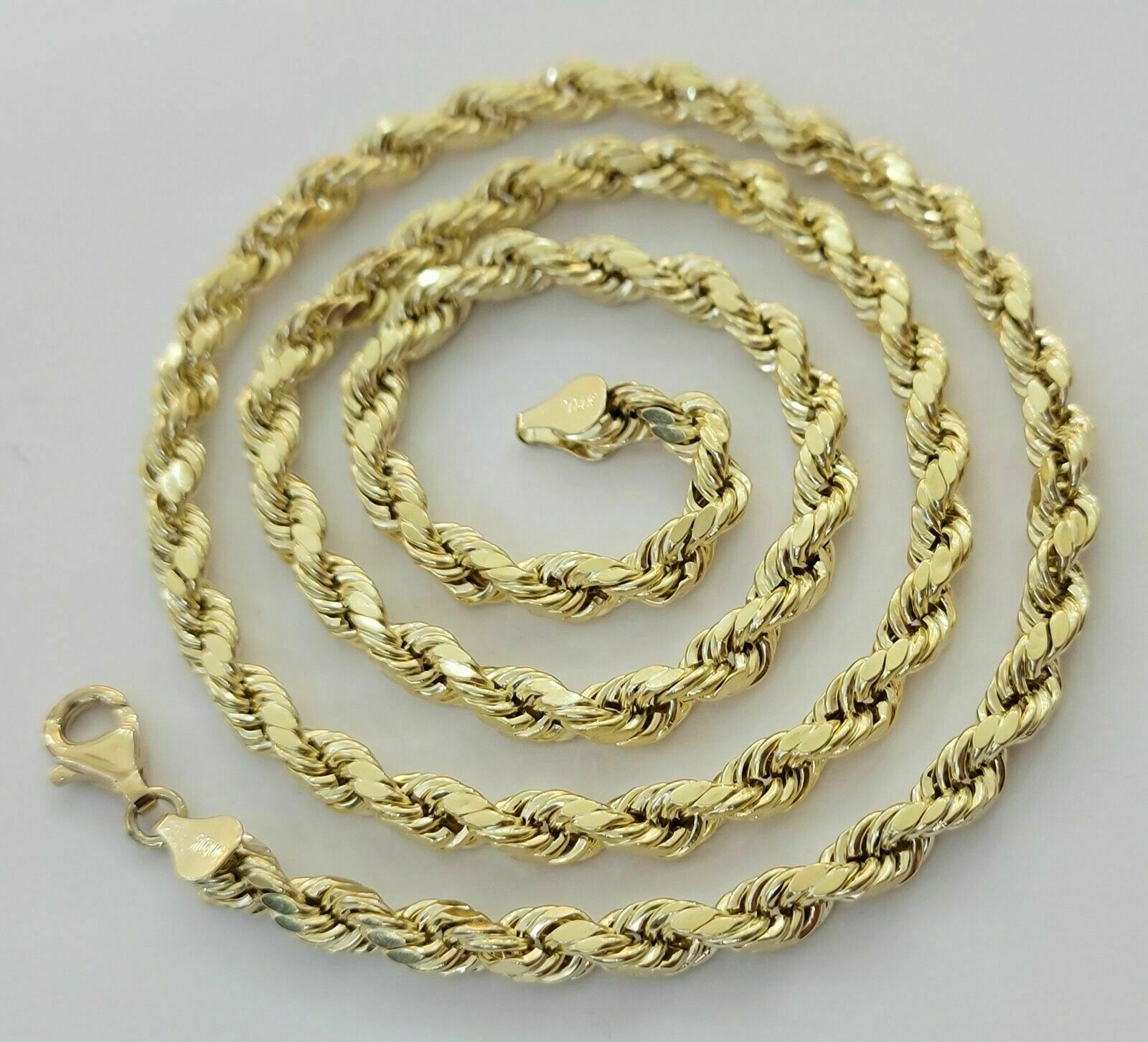 10k Yellow Gold Rope Chain Necklace 18" - 30" Men Women Inch 4mm - 10mm REAL 10 KT - GoldenlinQ