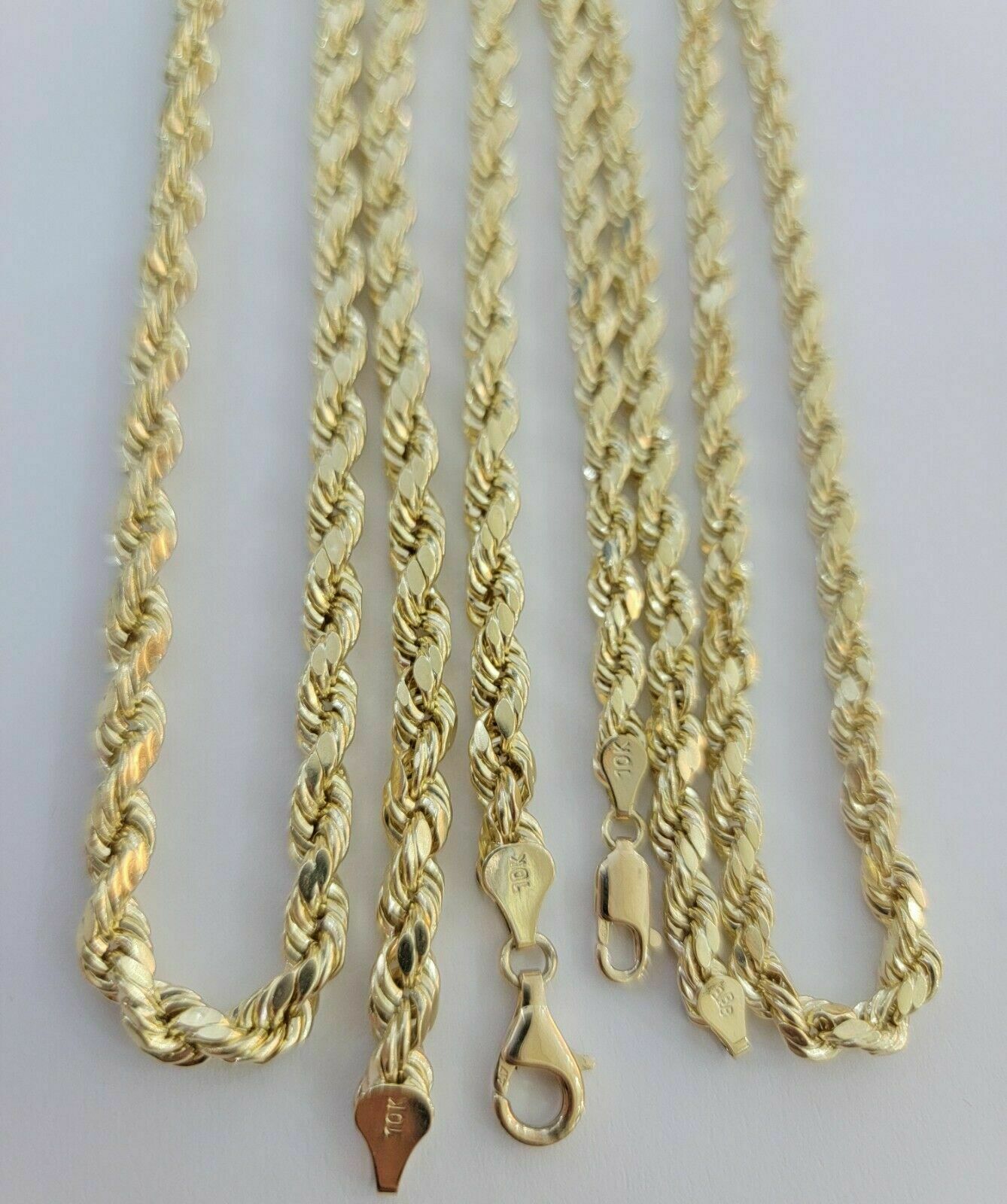 10k Yellow Gold Rope Chain Necklace 18" - 30" Men Women Inch 4mm - 10mm REAL 10 KT - GoldenlinQ